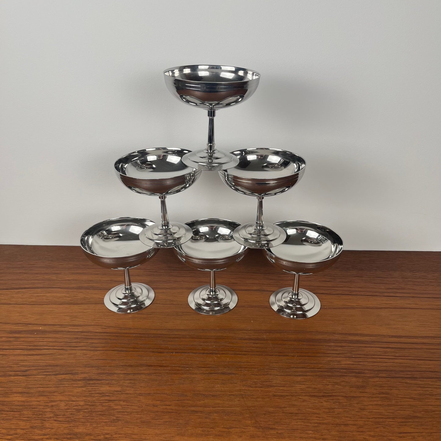 Set of 6 Letang Remy high-footed ice cream cups, stainless steel