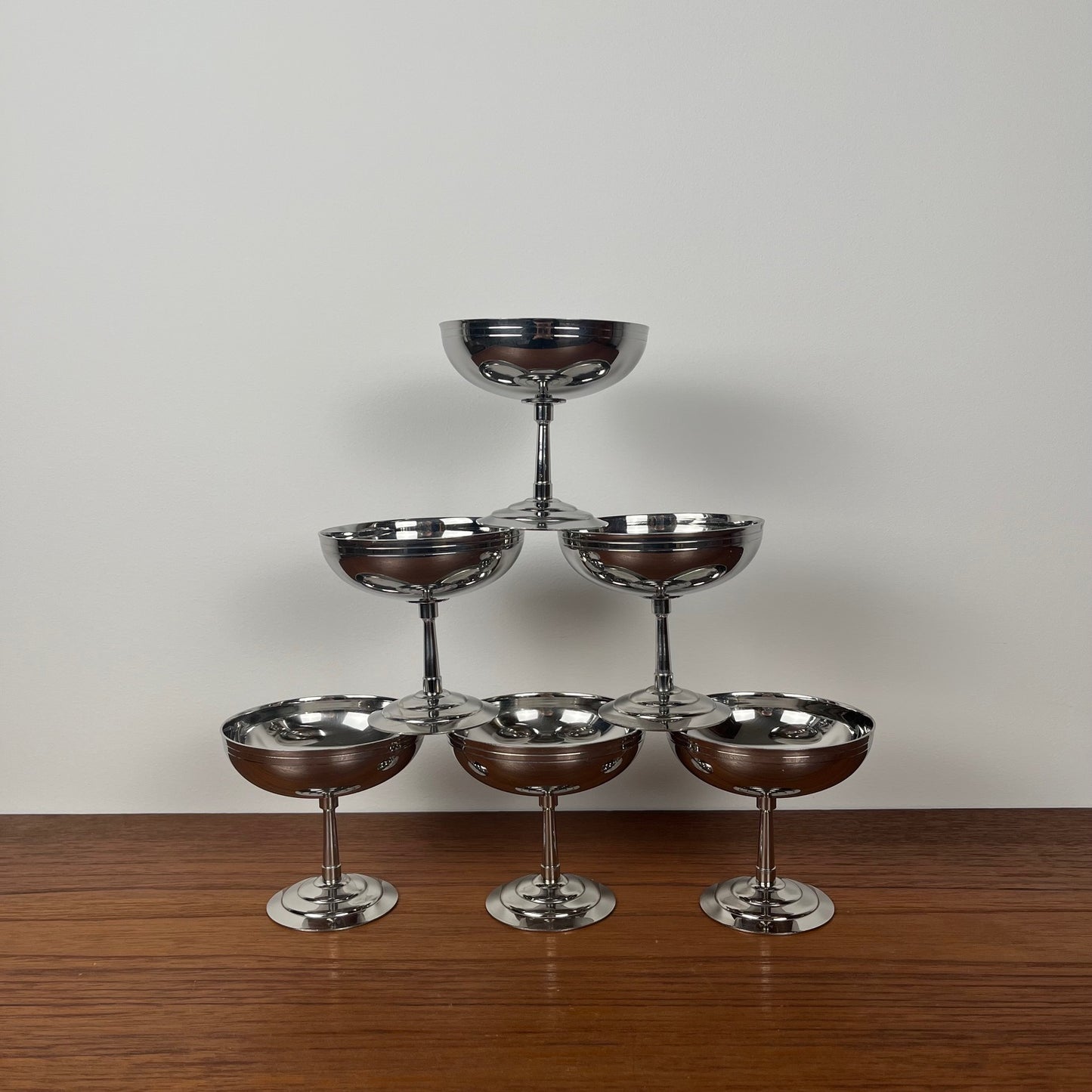 Set of 6 Letang Remy high-footed ice cream cups, stainless steel
