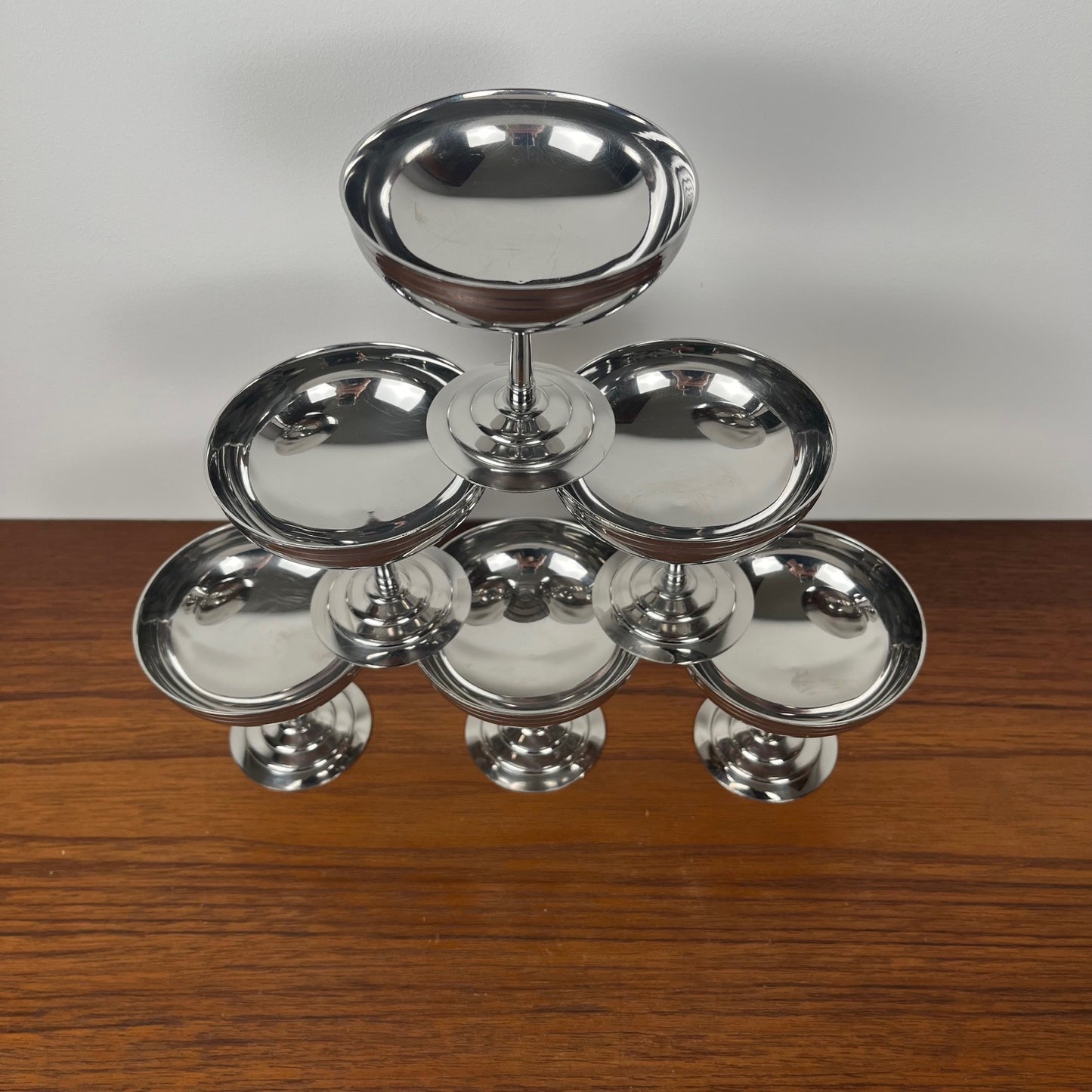 Set of 6 Letang Remy high-footed ice cream cups, stainless steel
