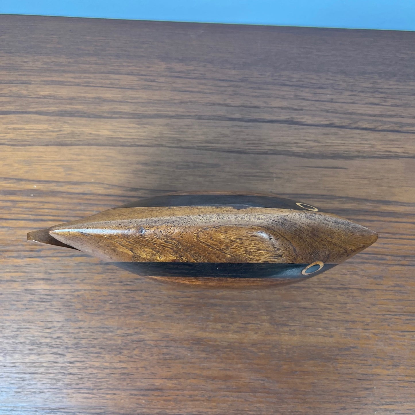 Exotic wood fish statue, midcentury modern