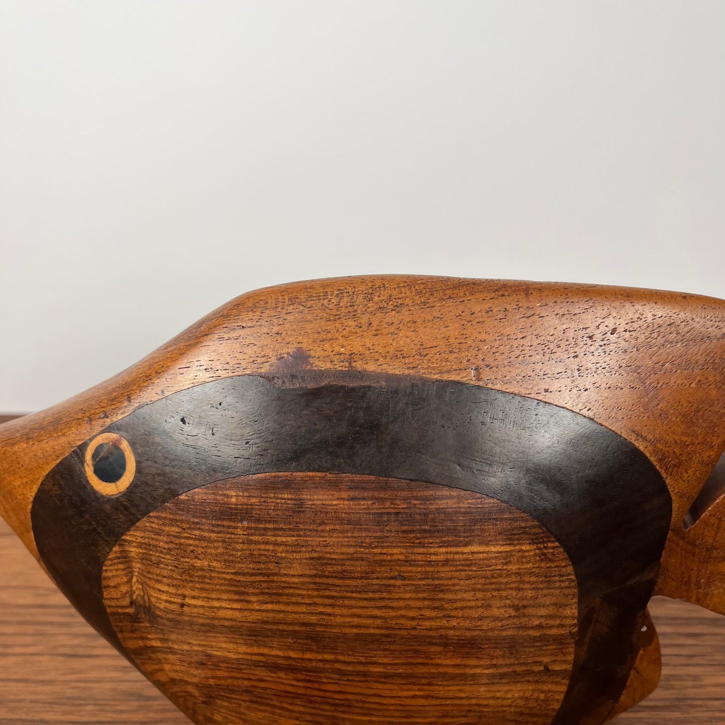 Exotic wood fish statue, midcentury modern