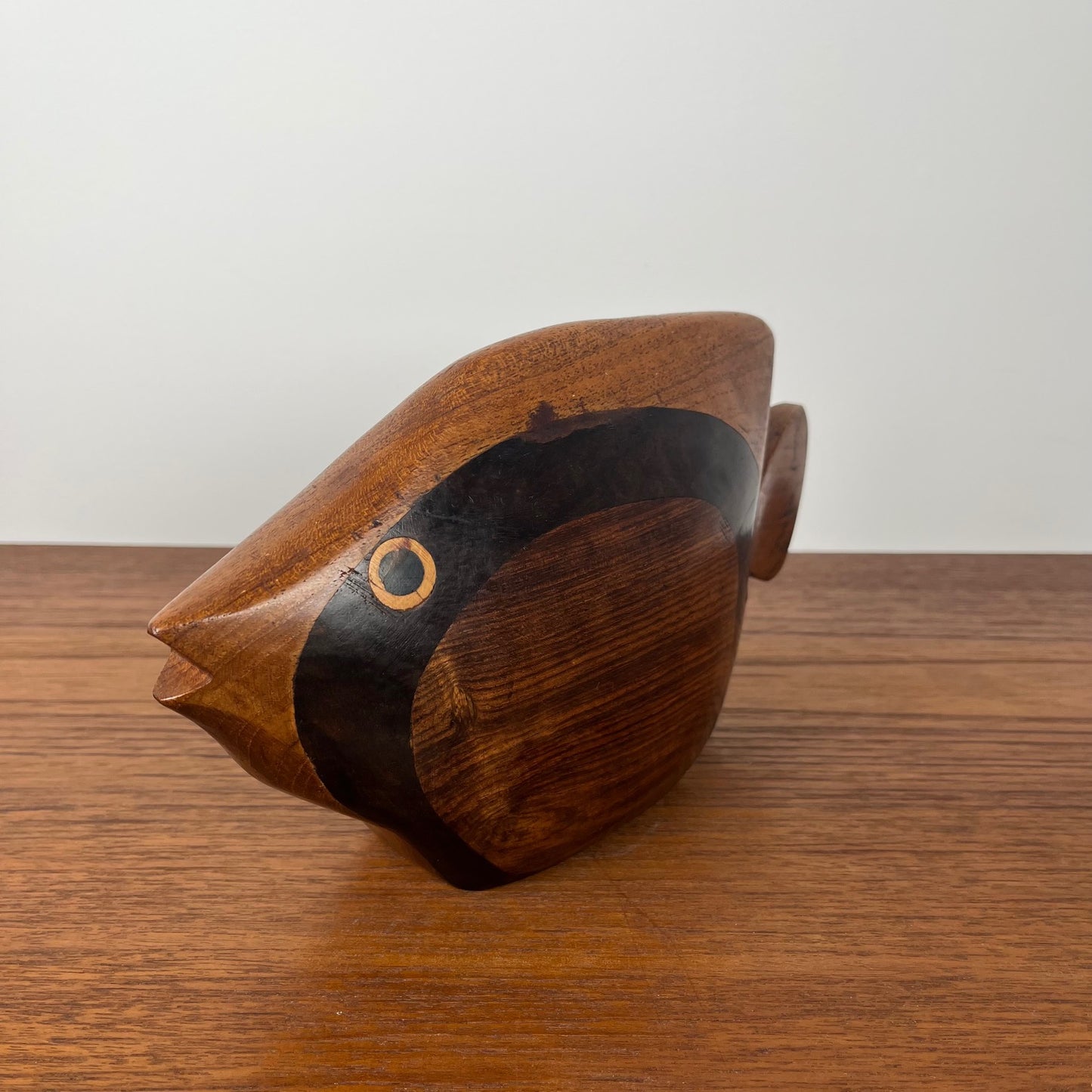 Exotic wood fish statue, midcentury modern