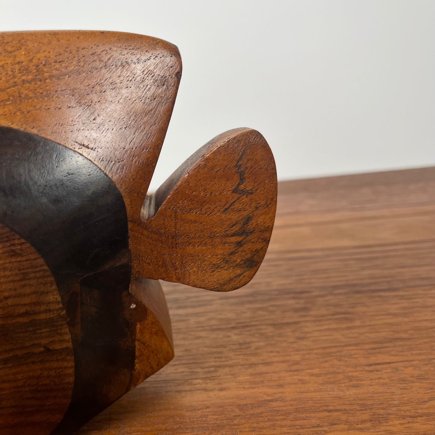 Exotic wood fish statue, midcentury modern