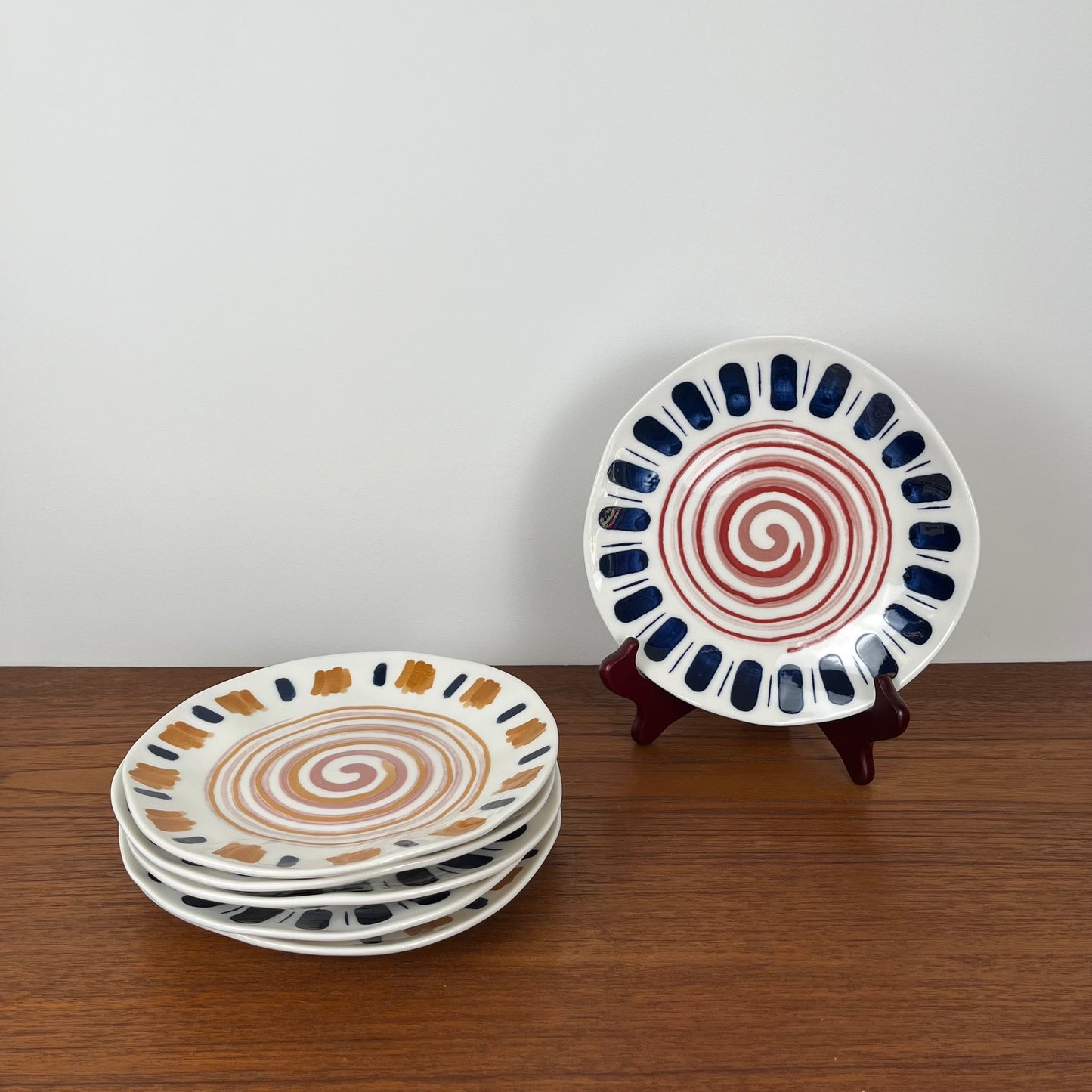 Set de 6 assiettes à dessert modernes H&H, modèle Boho, Italie