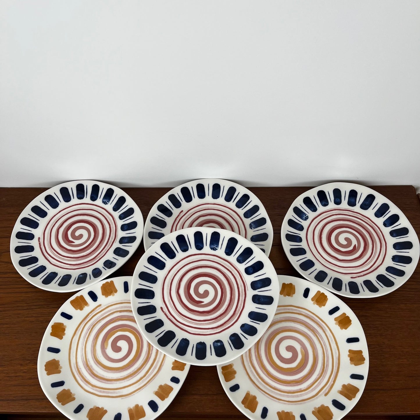 Set de 6 assiettes à dessert modernes H&H, modèle Boho, Italie