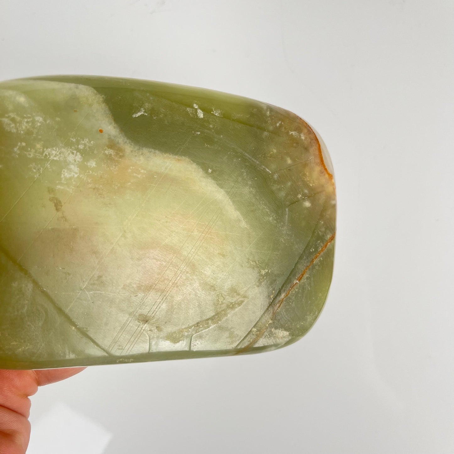 Vintage 70s green onyx ashtray - trinket dish - natural stone