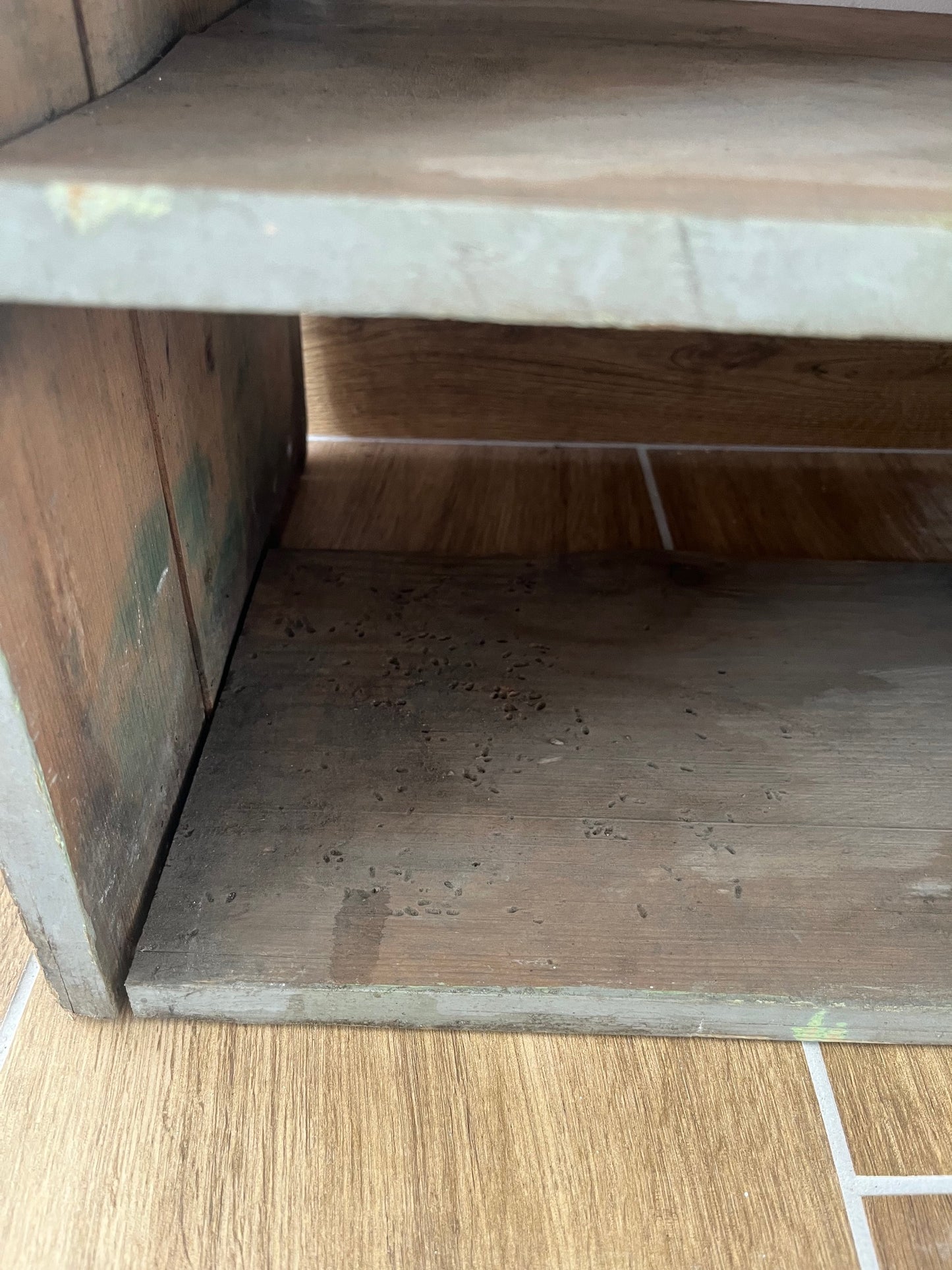 Large antique wood workshop cabinet with compartments, 20th century.