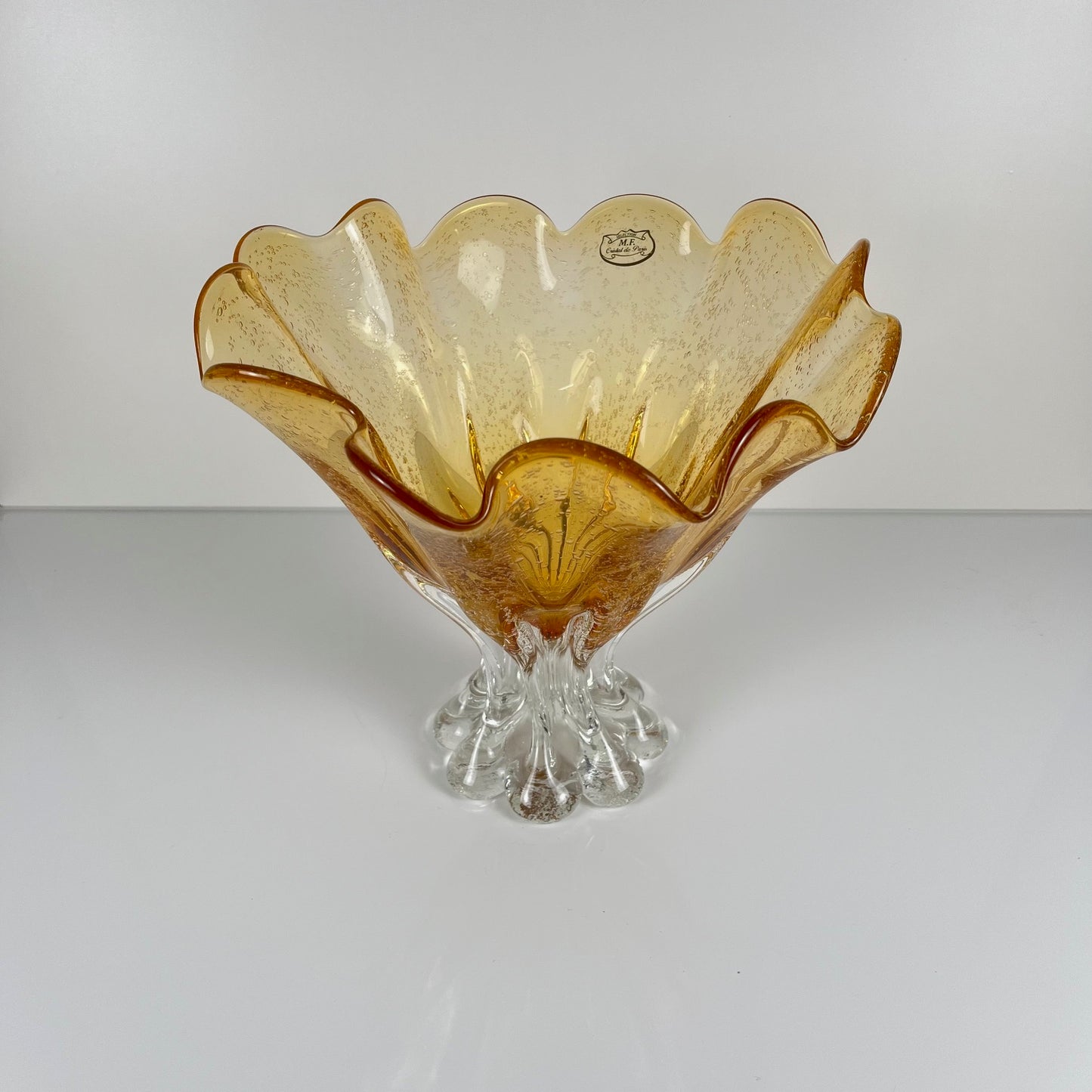 Amber Murano-style glass bowl, 1970