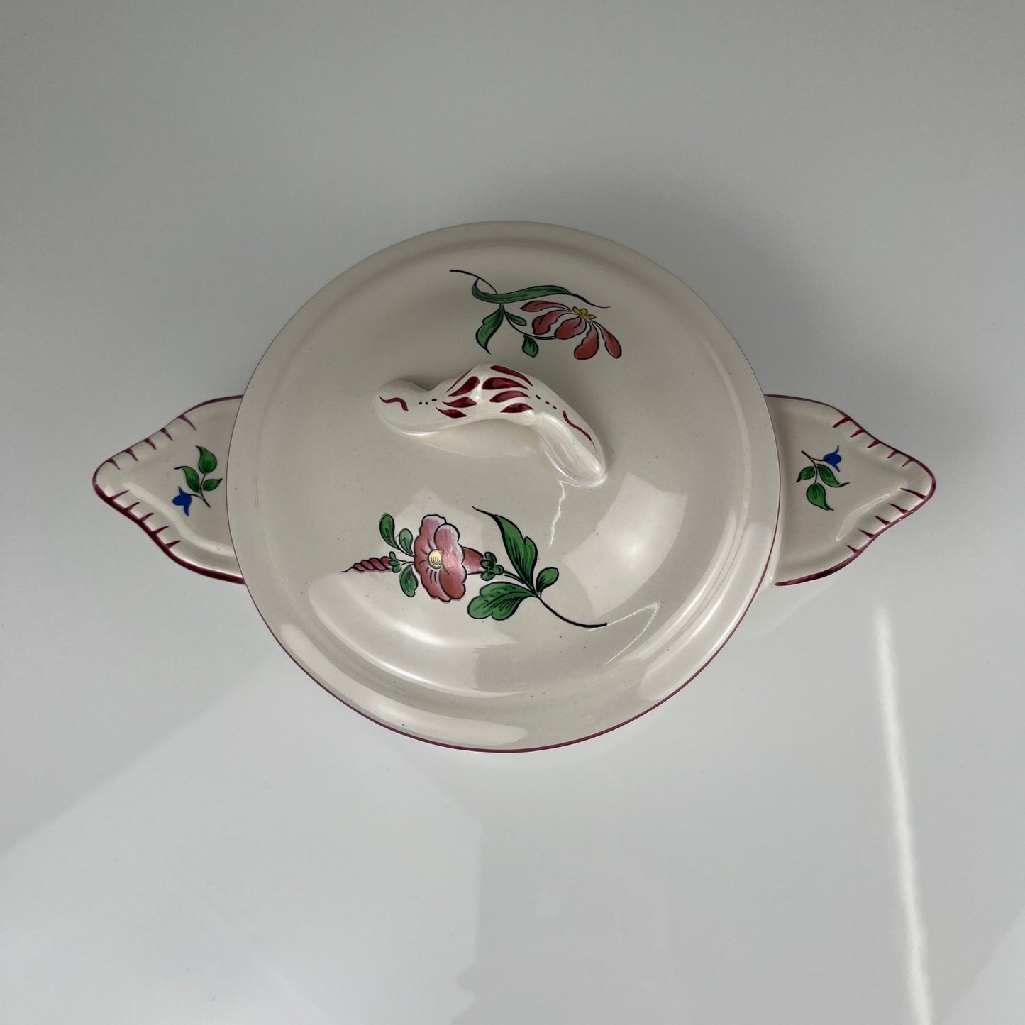 Rare Bol avec oreille et couvercle KG Luneville – modèle Réverbère