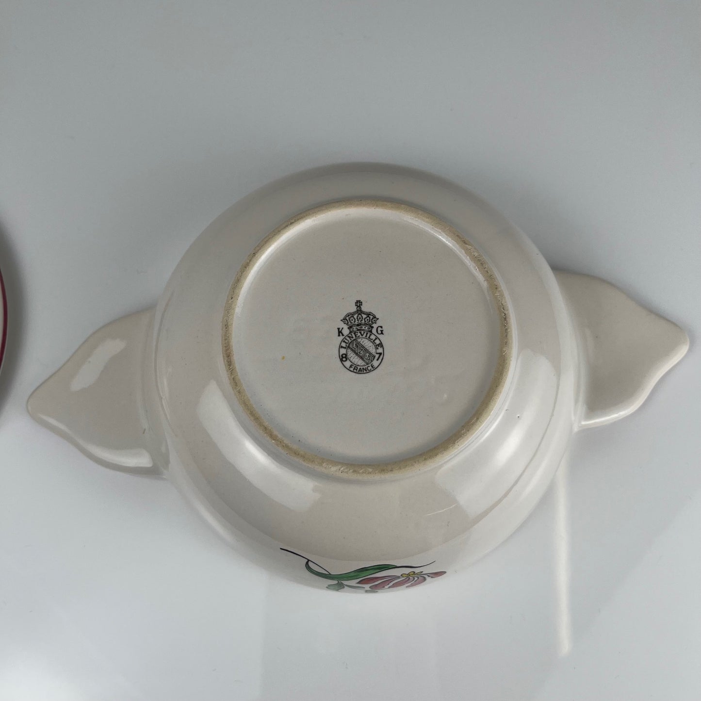 Rare Bol avec oreille et couvercle KG Luneville – modèle Réverbère