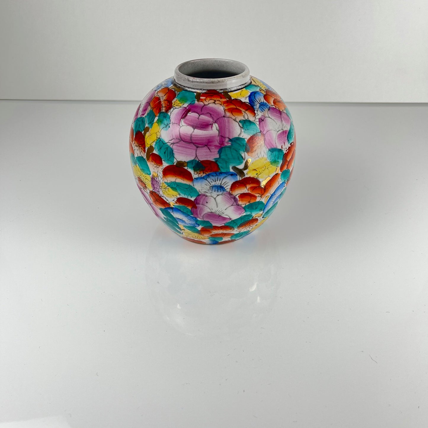 Vase chinois vintage en porcelaine émaillée, 1950/70