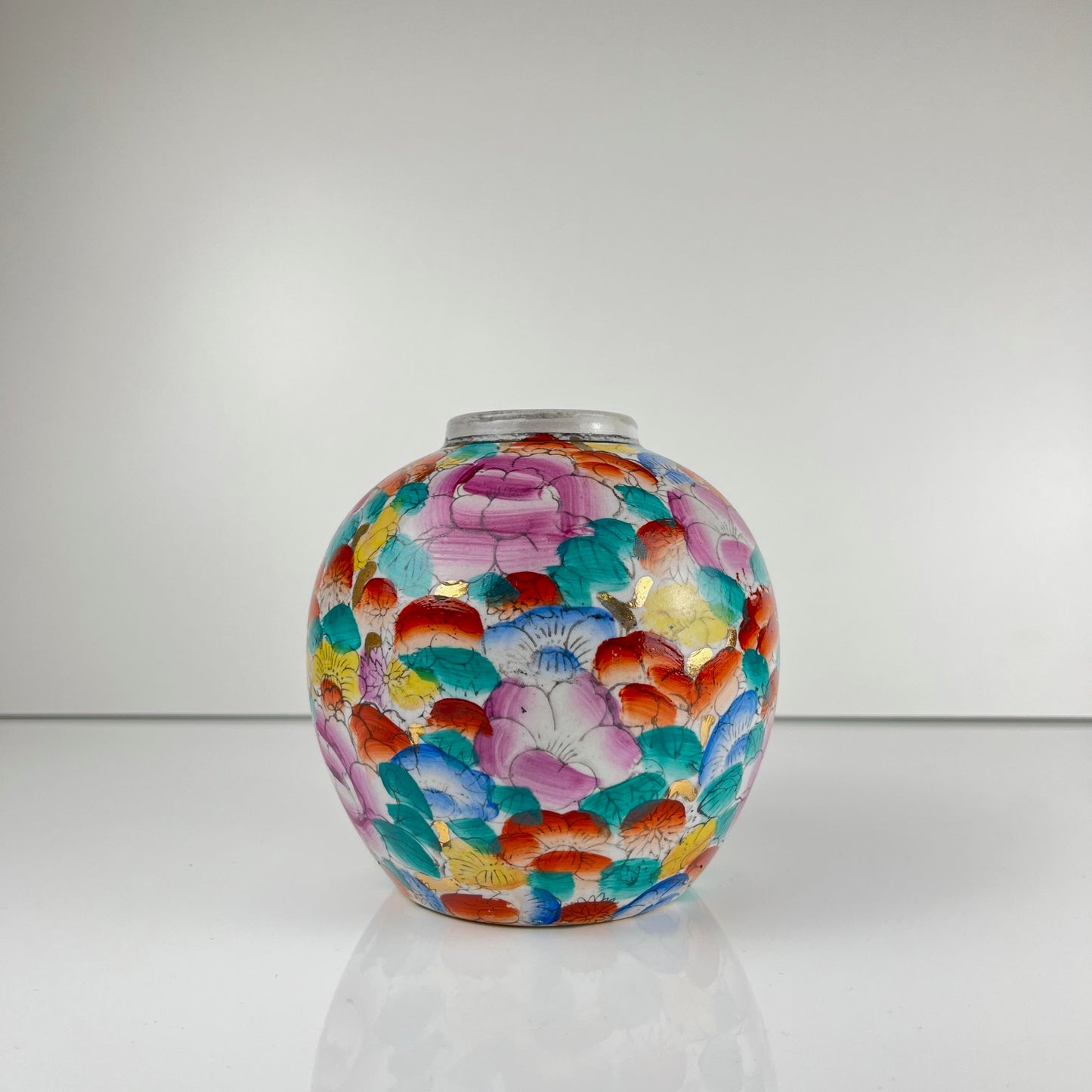 Vase chinois vintage en porcelaine émaillée, 1950/70