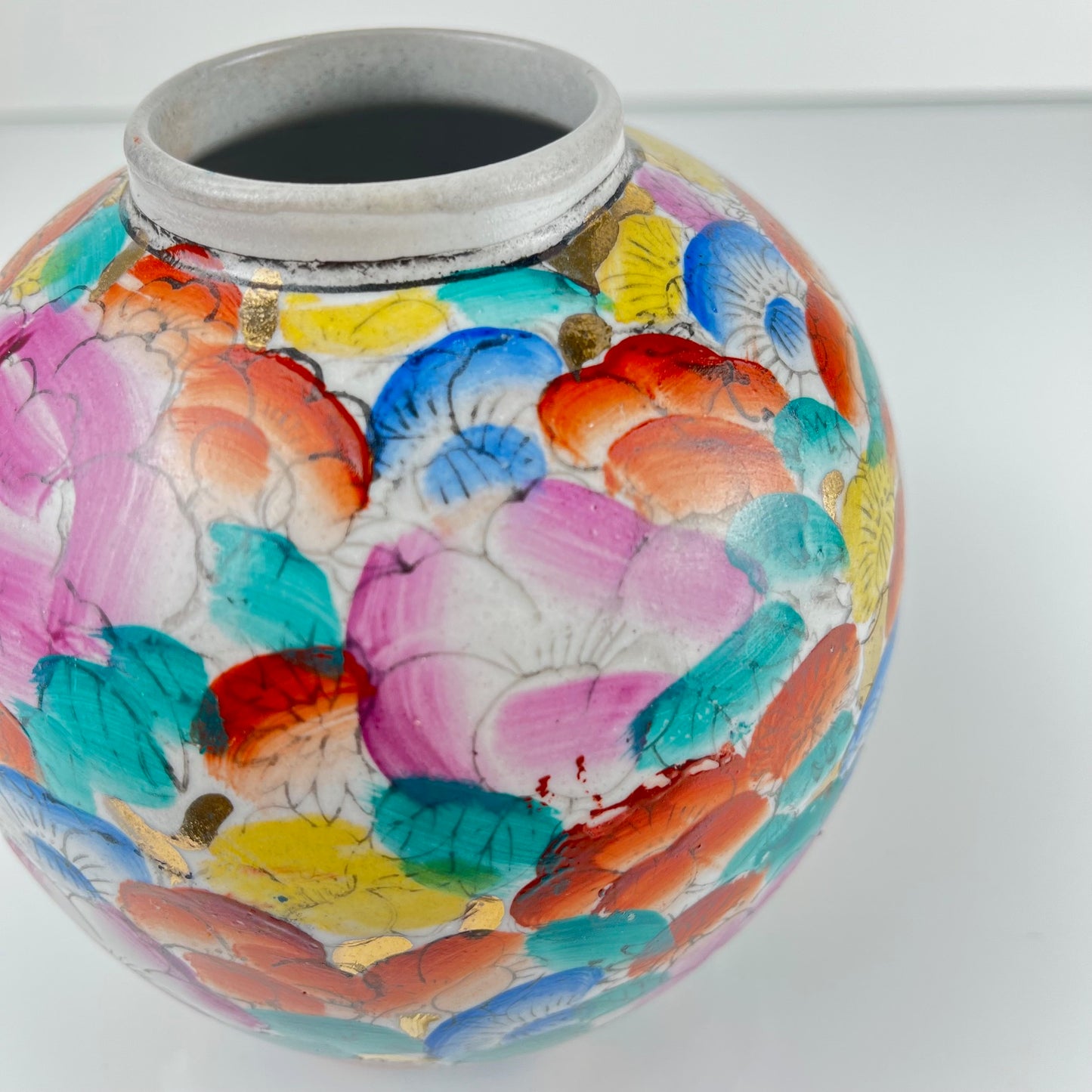 Vase chinois vintage en porcelaine émaillée, 1950/70