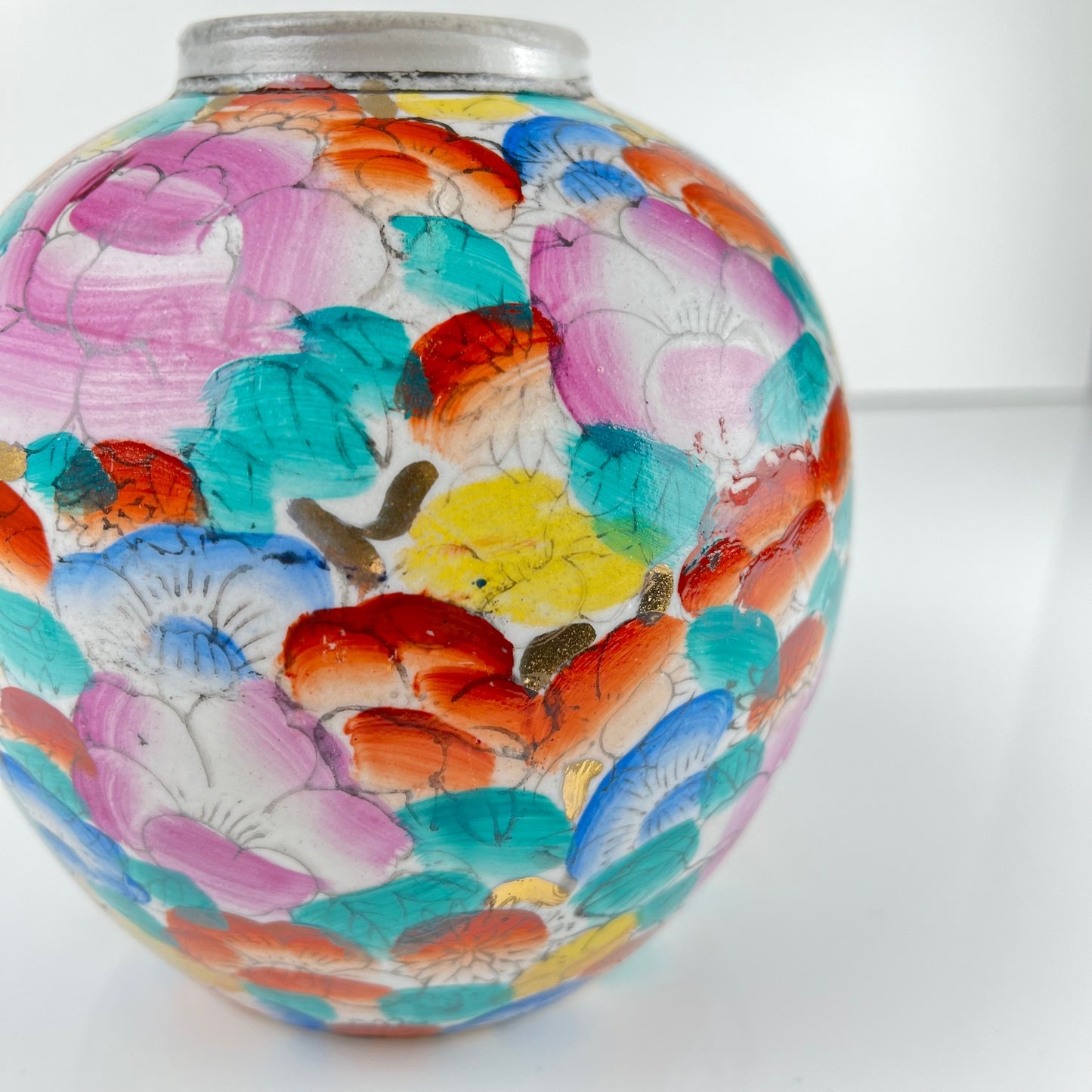 Vase chinois vintage en porcelaine émaillée, 1950/70