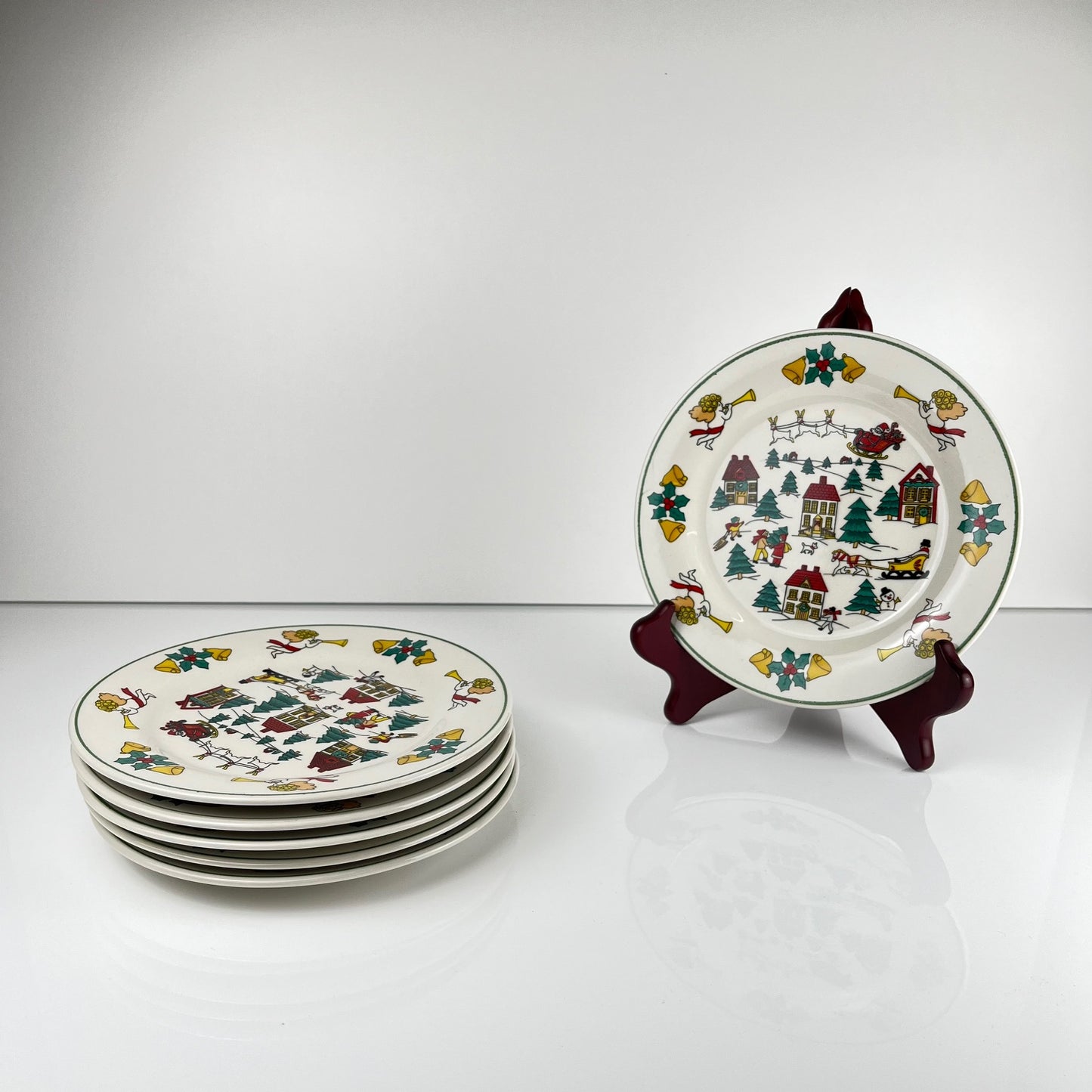 Set de 6 assiettes à dessert de noël , 1980
