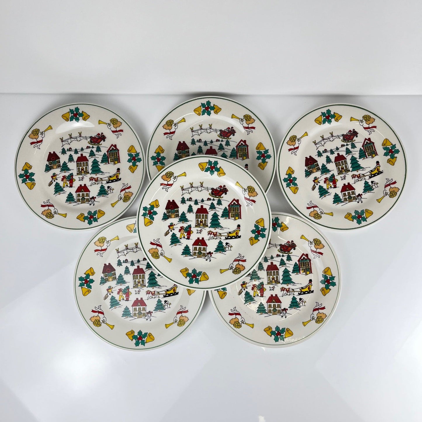Set de 6 assiettes à dessert de noël , 1980
