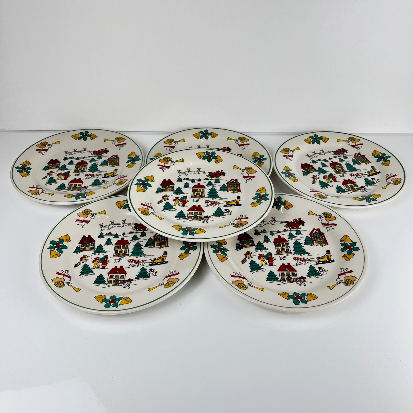 Set de 6 assiettes à dessert de noël , 1980