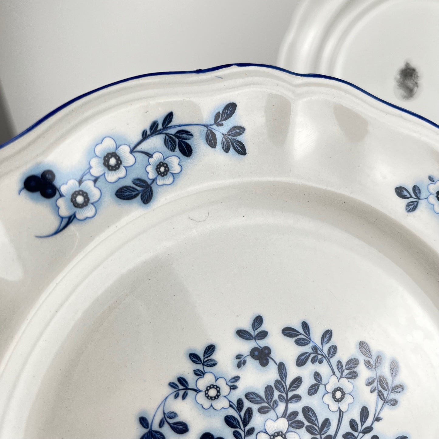 Set de 6 assiettes à dessert Fleurs bleues, KG Lunéville