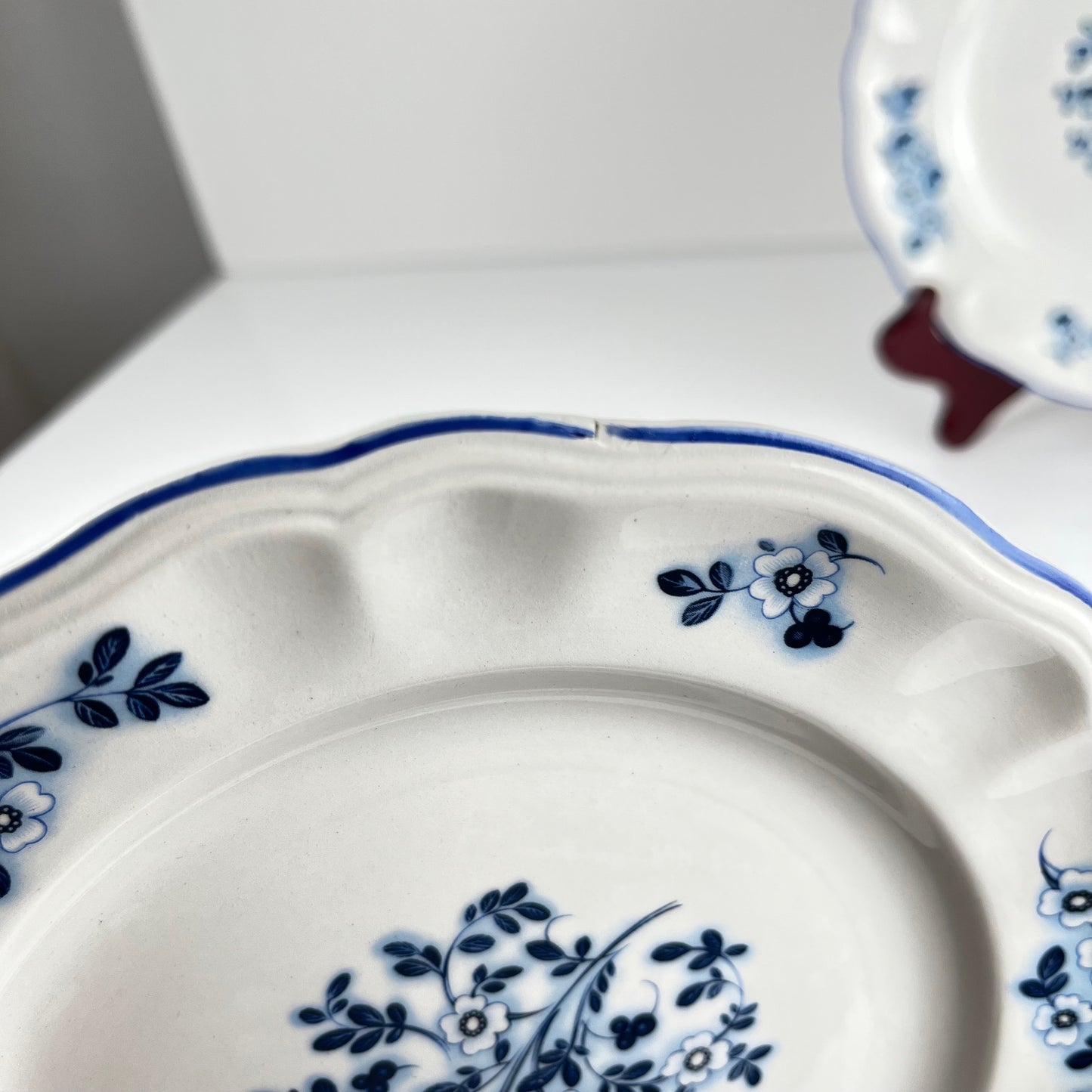 Set de 6 assiettes à dessert Fleurs bleues, KG Lunéville