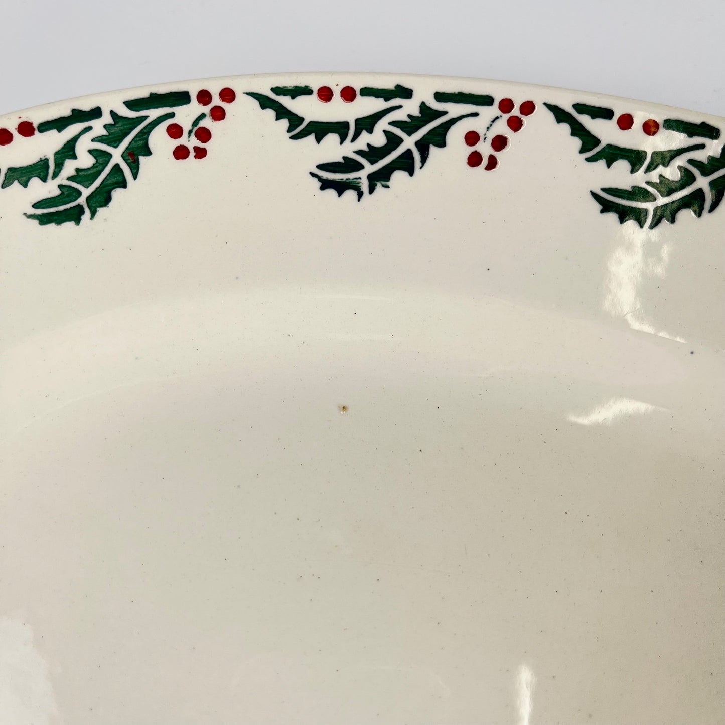 Grand plat ovale "houx" terre de fer