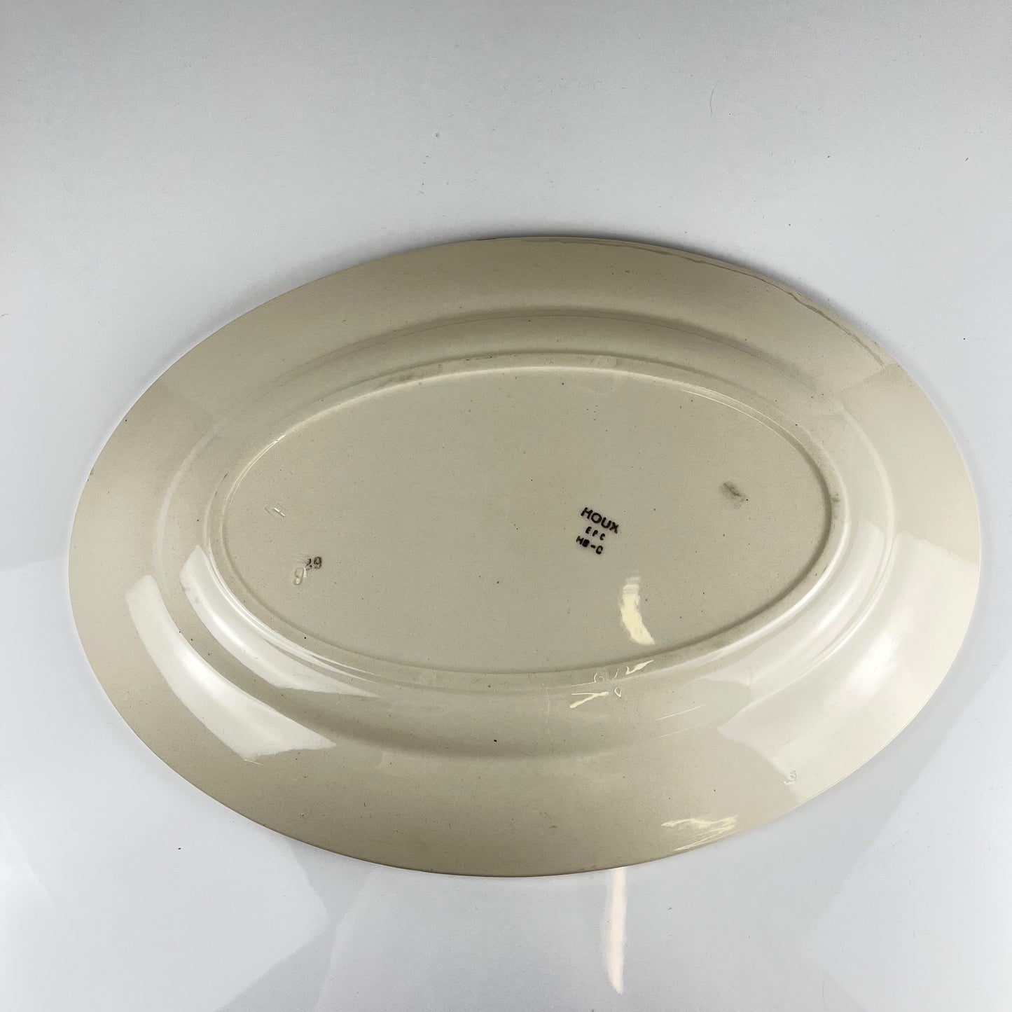 Grand plat ovale "houx" terre de fer