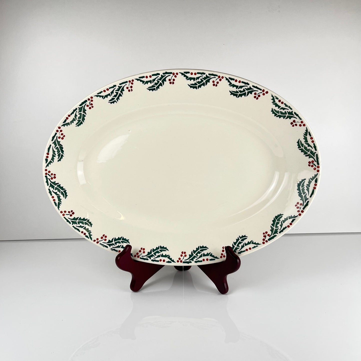Grand plat ovale "houx" terre de fer