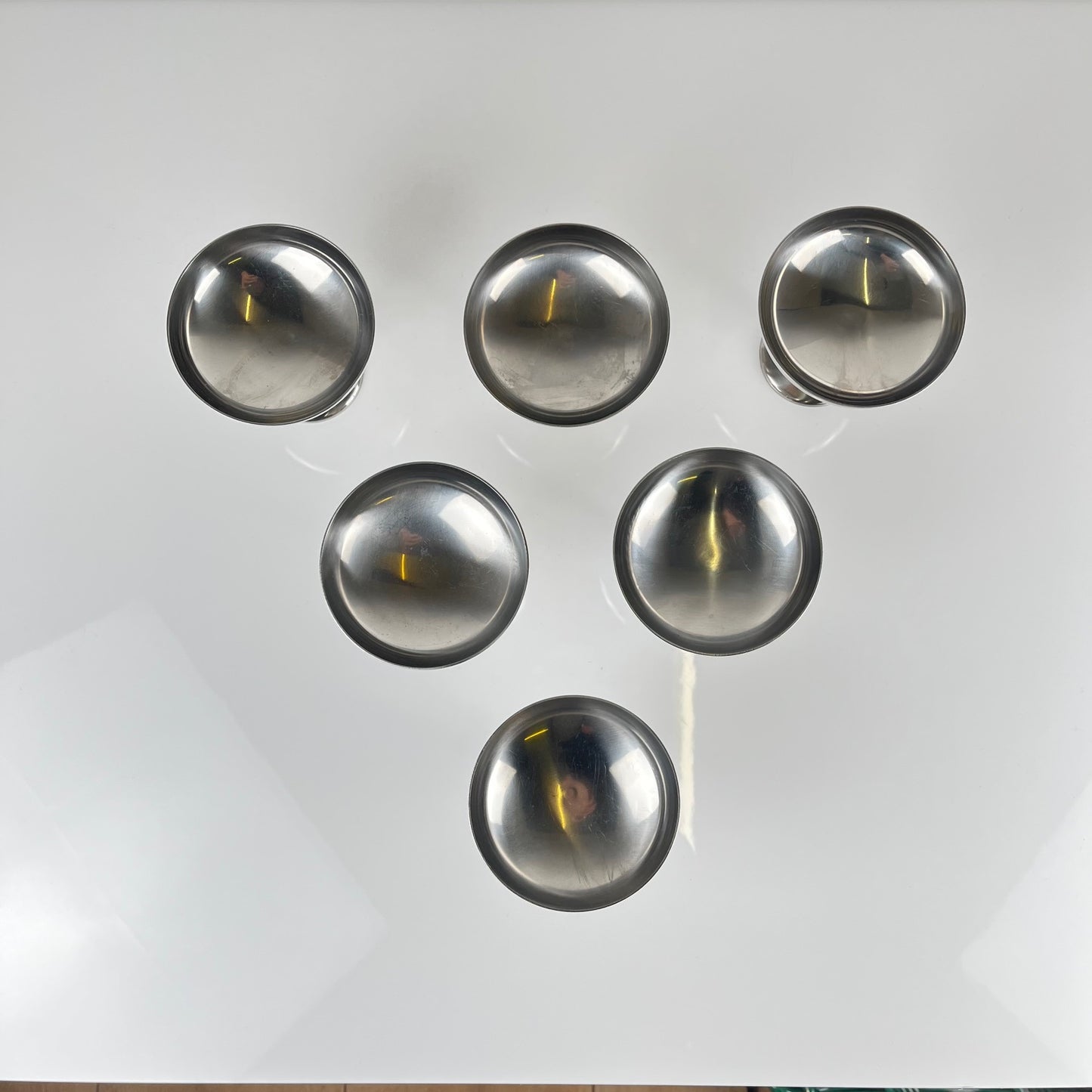 Set of 6 stainless steel ice cream/champagne glasses, Guy Degrenne