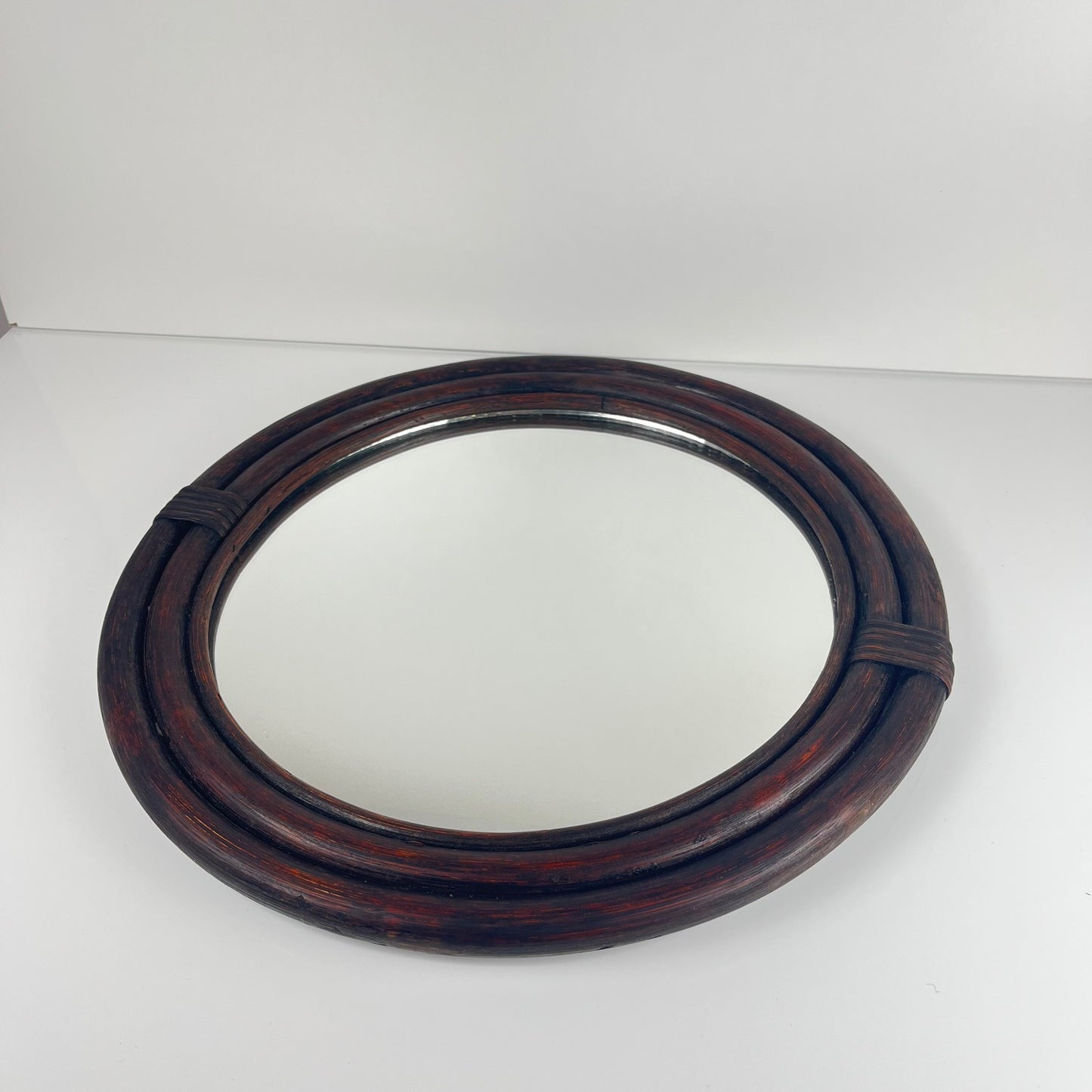 Round rattan mirror, 1970