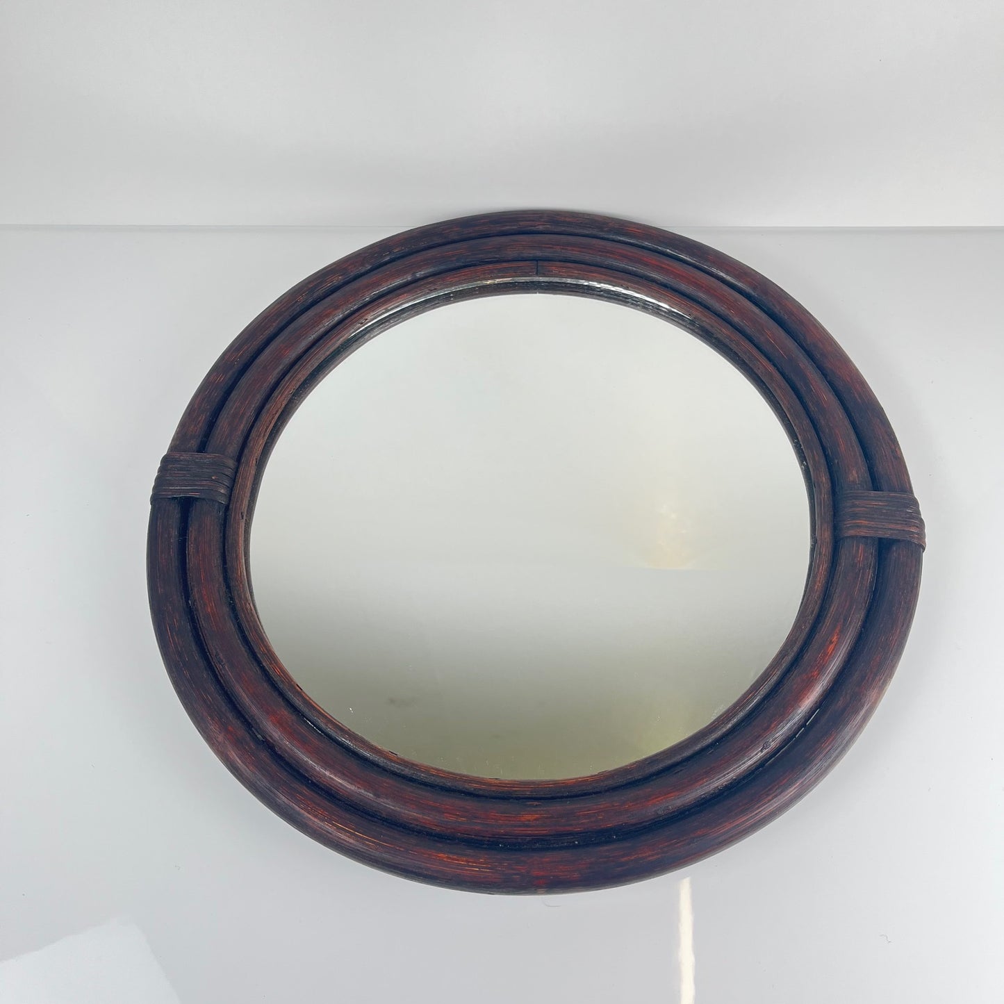 Round rattan mirror, 1970