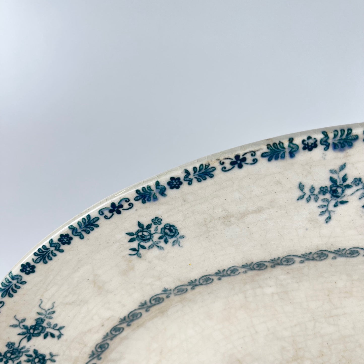 Oval patinated dish "Thermidor" Blue/green iron earth, late 19th century