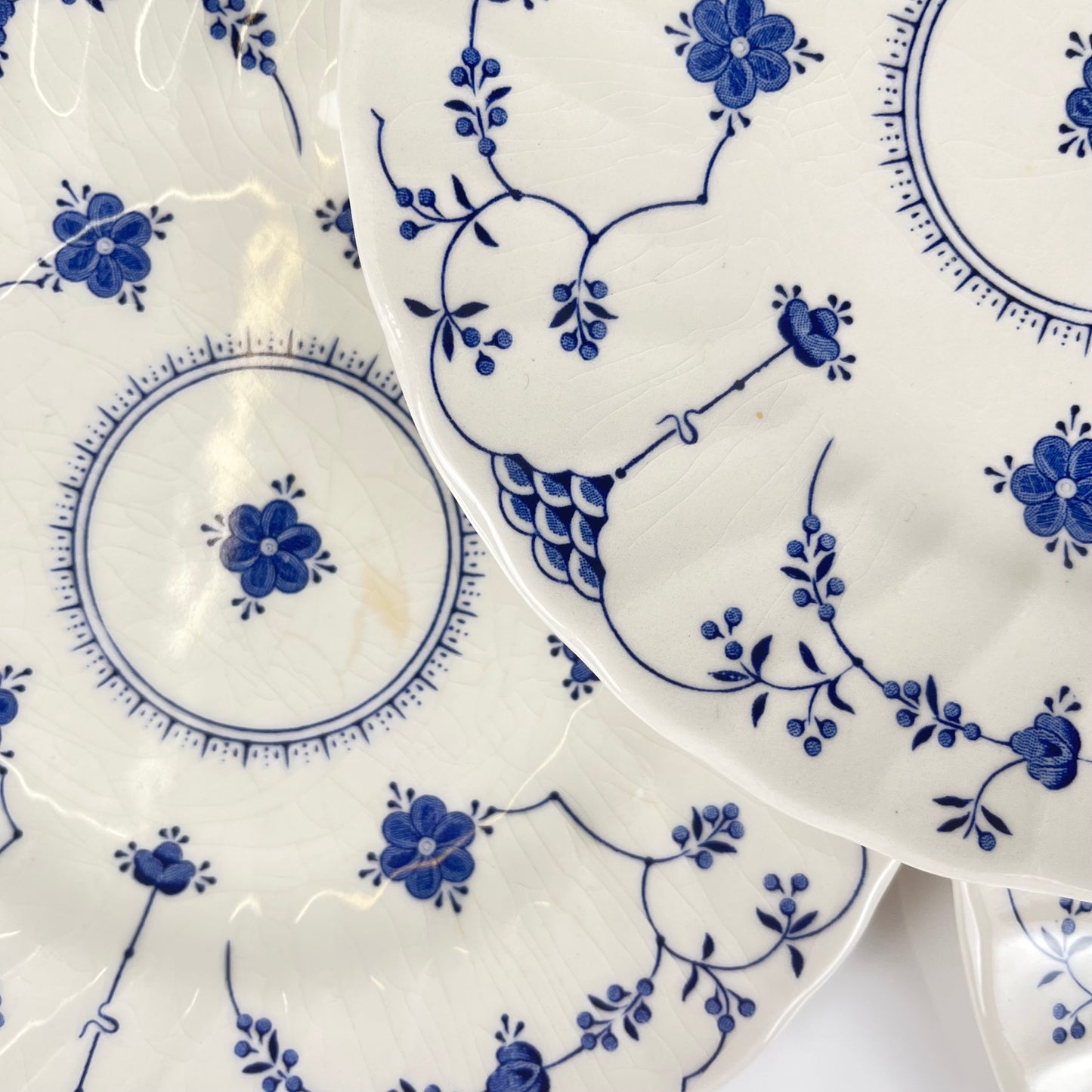 Set of 6 Myott Meakin dessert plates, England, blue