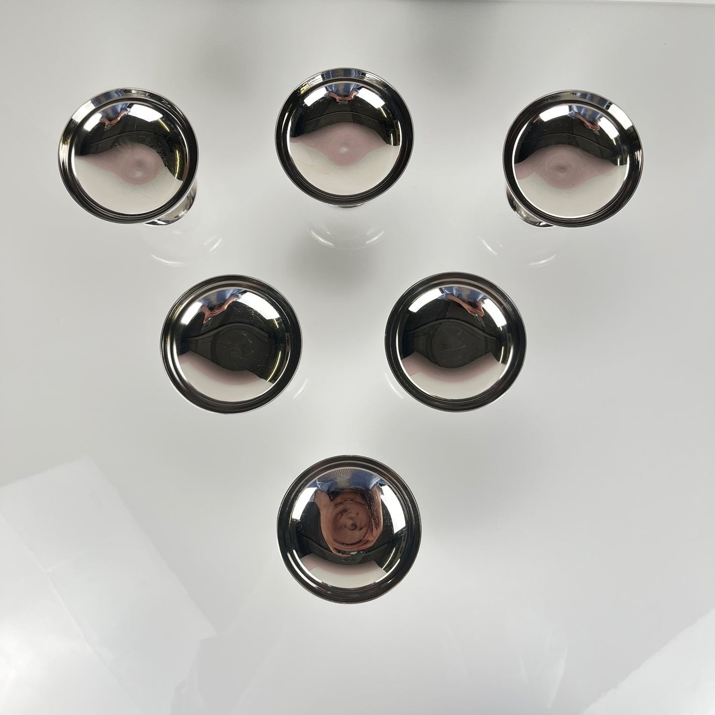 Set of 6 stainless steel ice cream cups, 1970