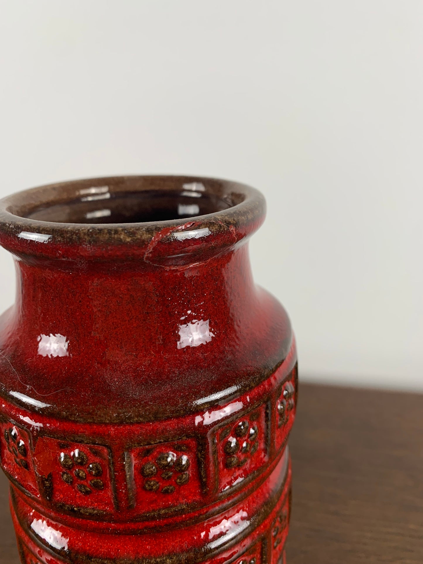 Small ceramic vase, West Germany, red