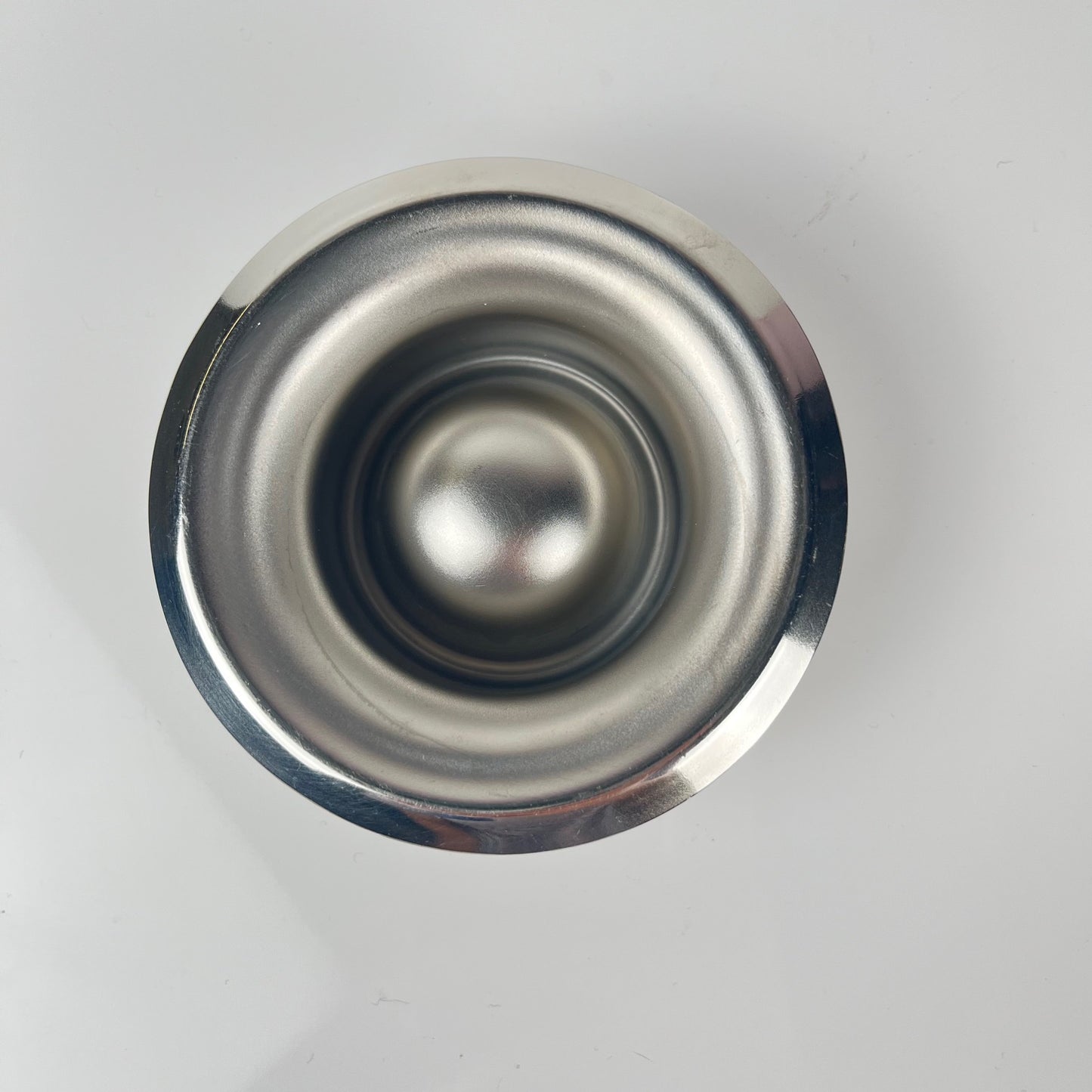 Set of 3 stainless steel egg cups, 1970