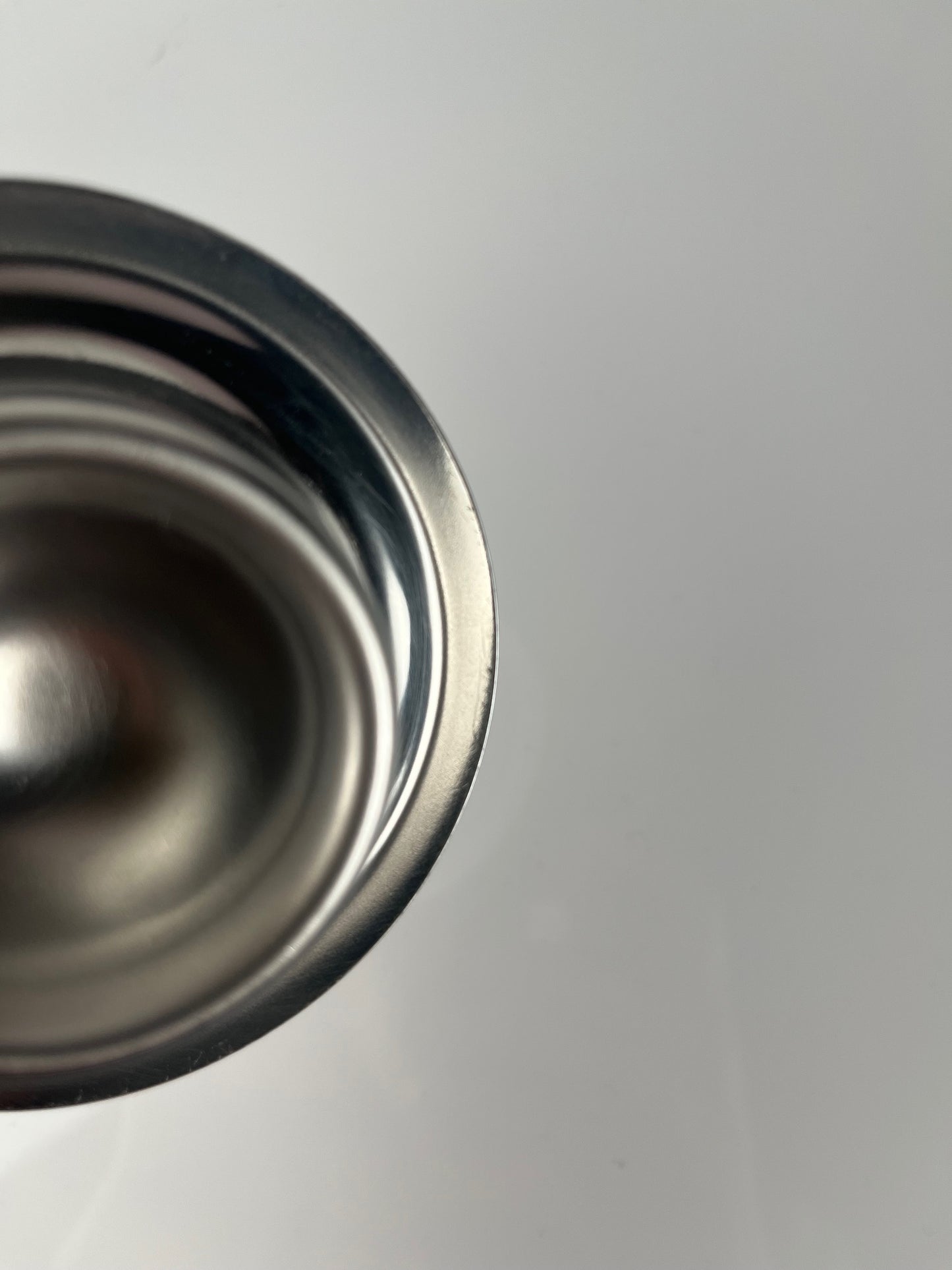 Set of 3 stainless steel egg cups, 1970