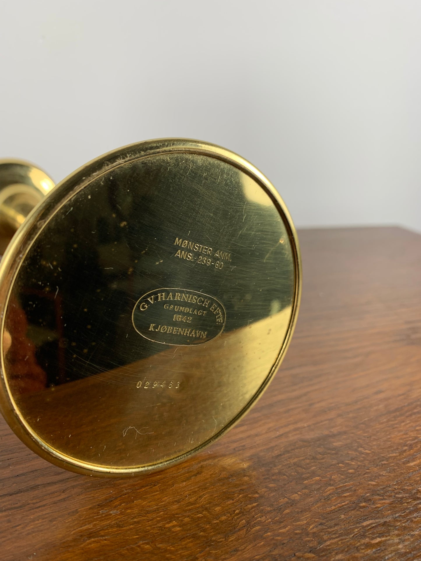 Vintage brass candle holder G.V Harnisch, Denmark