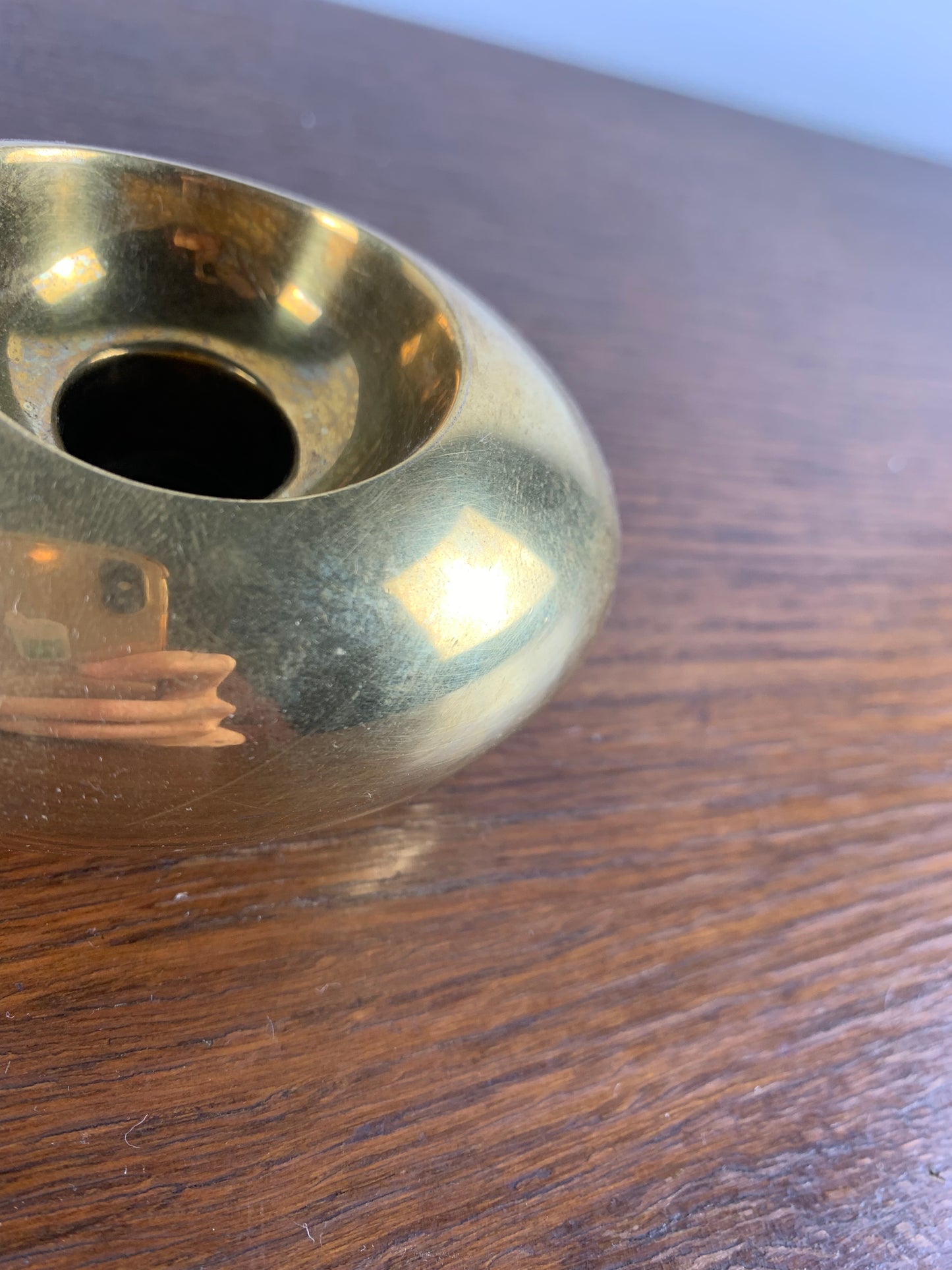 Brass “egg” candle holder by Carl Cohr - 1950s, Denmark