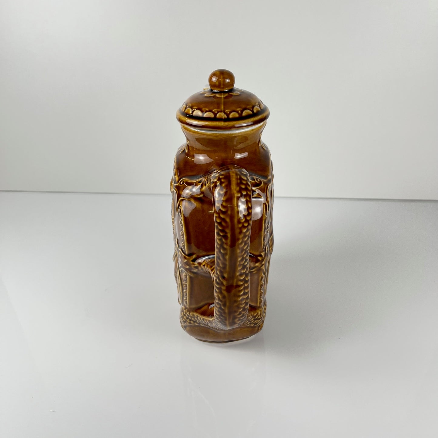 Decorative earthenware teapot/jug with Saint George and the dragon design, Eastern Europe, 1950–1970