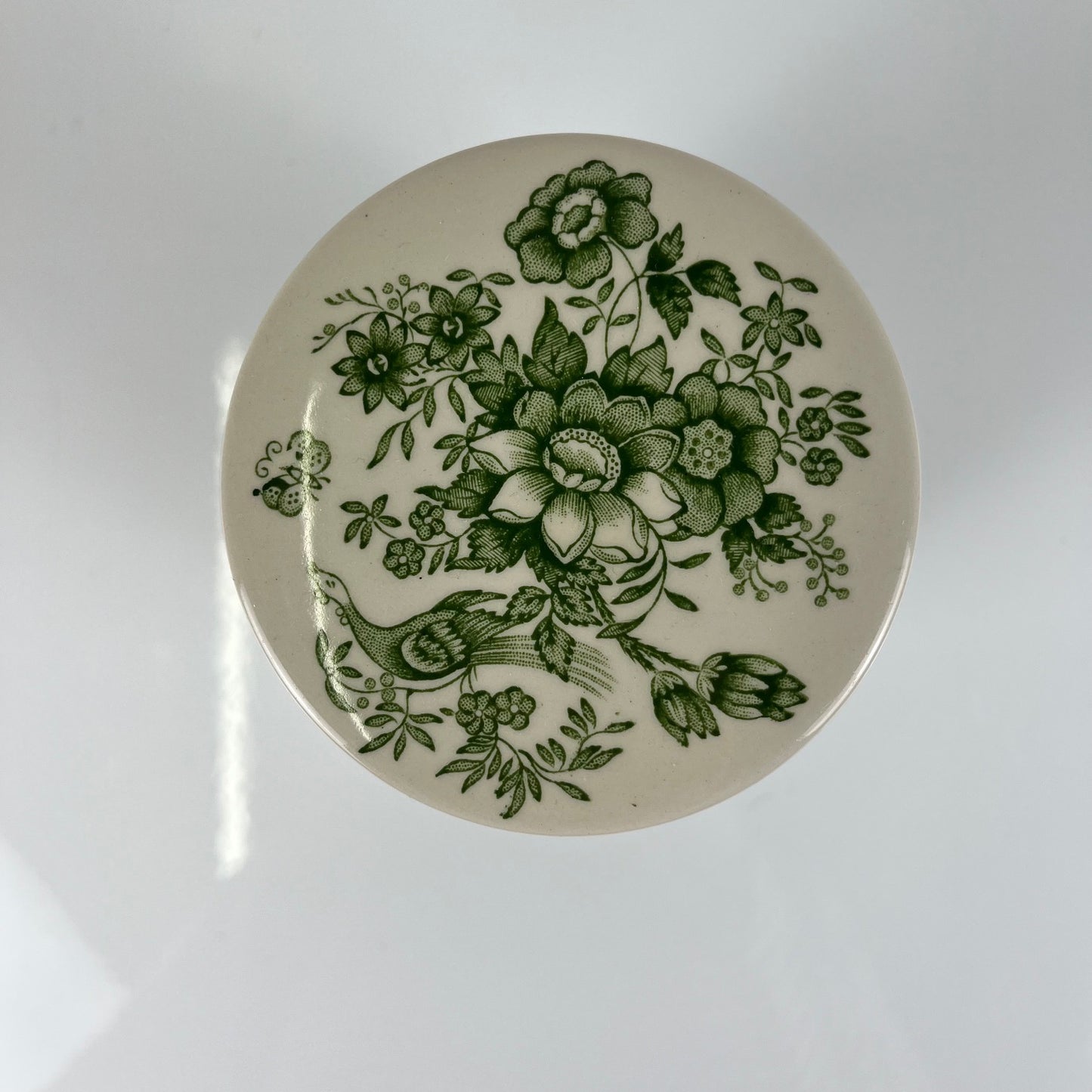 Mason's Ironstone box, green "Stratford" pattern, England, 1970