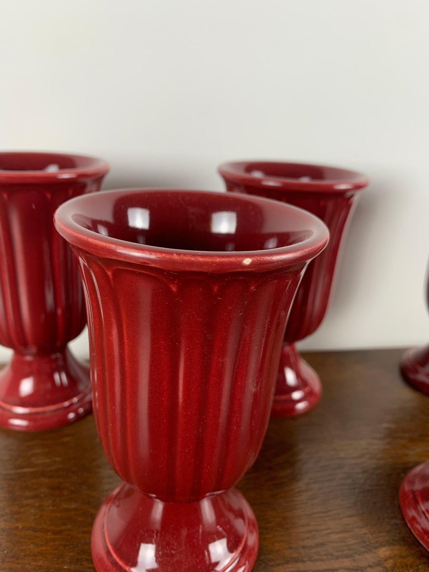 Set of 6 burgundy glazed ceramic mazagrans