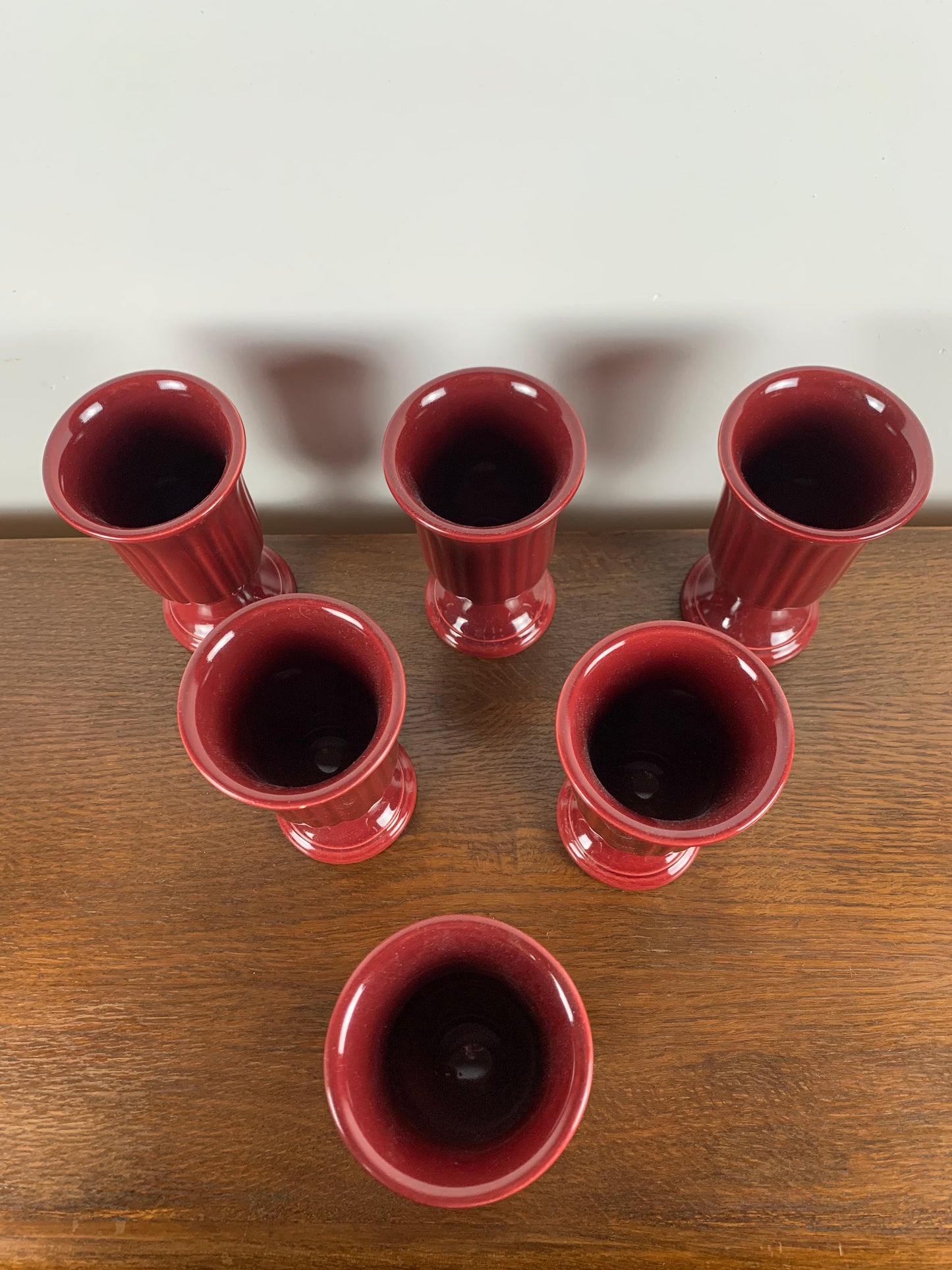 Set of 6 burgundy glazed ceramic mazagrans