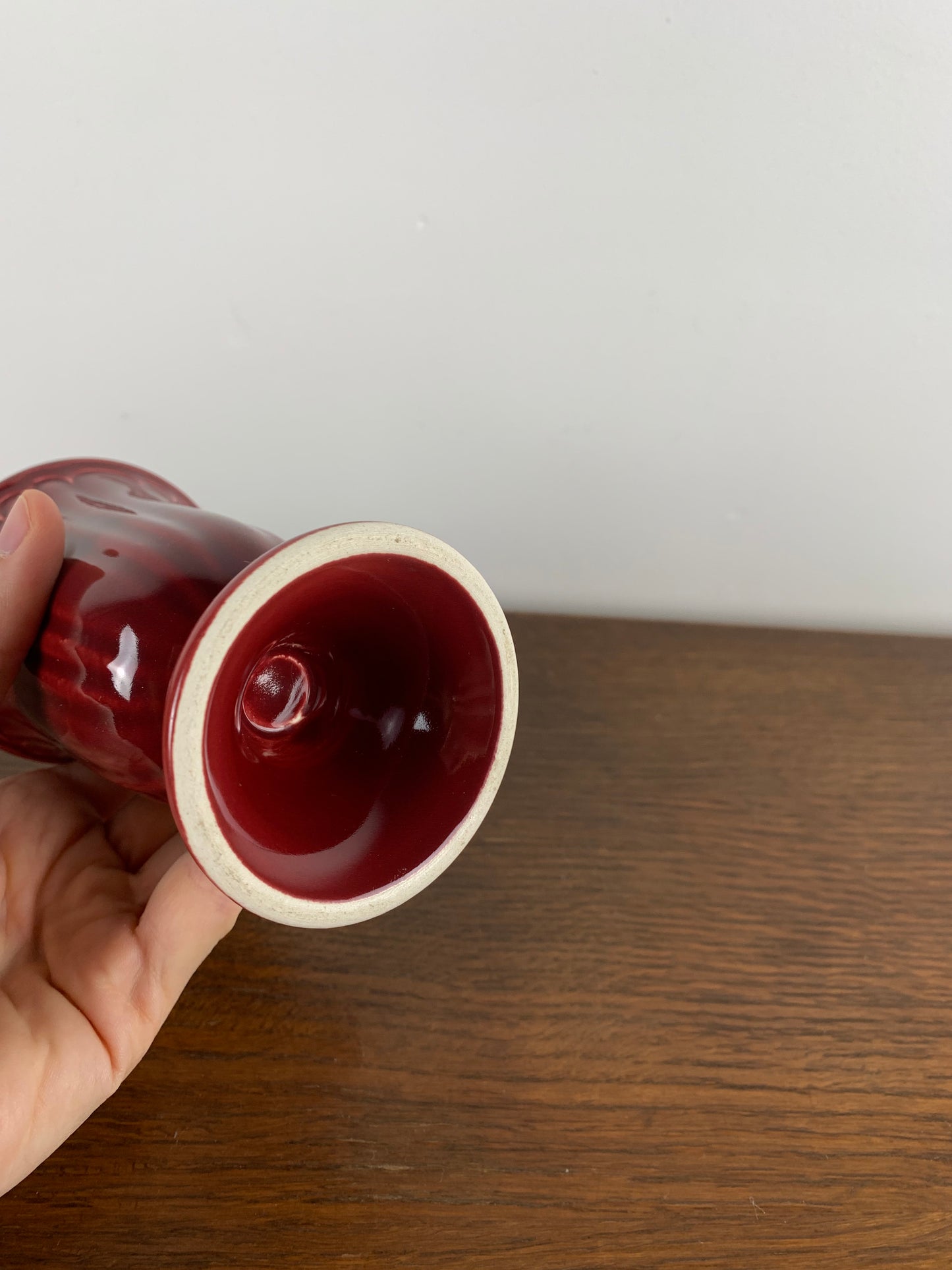 Set of 6 burgundy glazed ceramic mazagrans