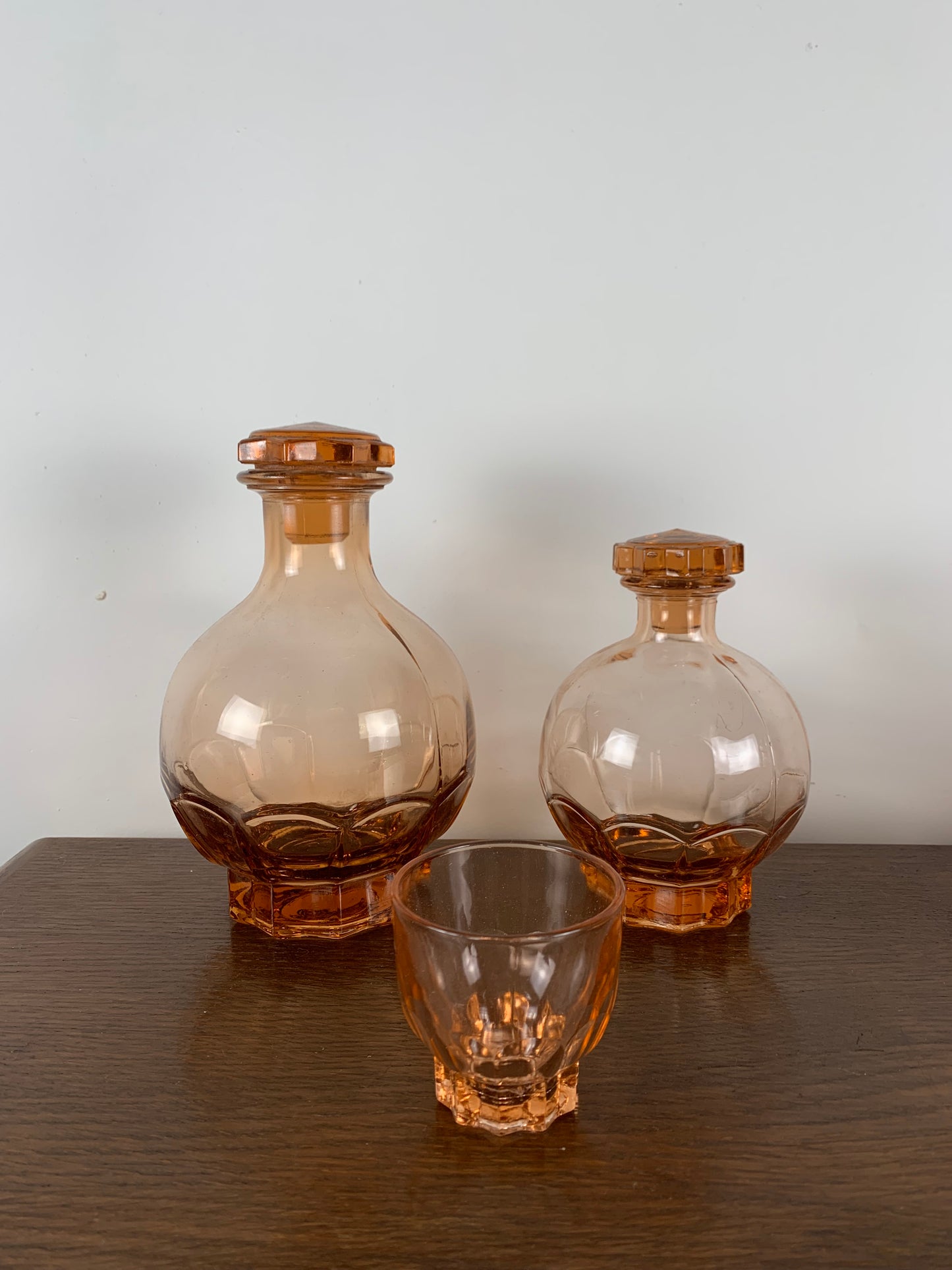 Vintage pink glass digestive set