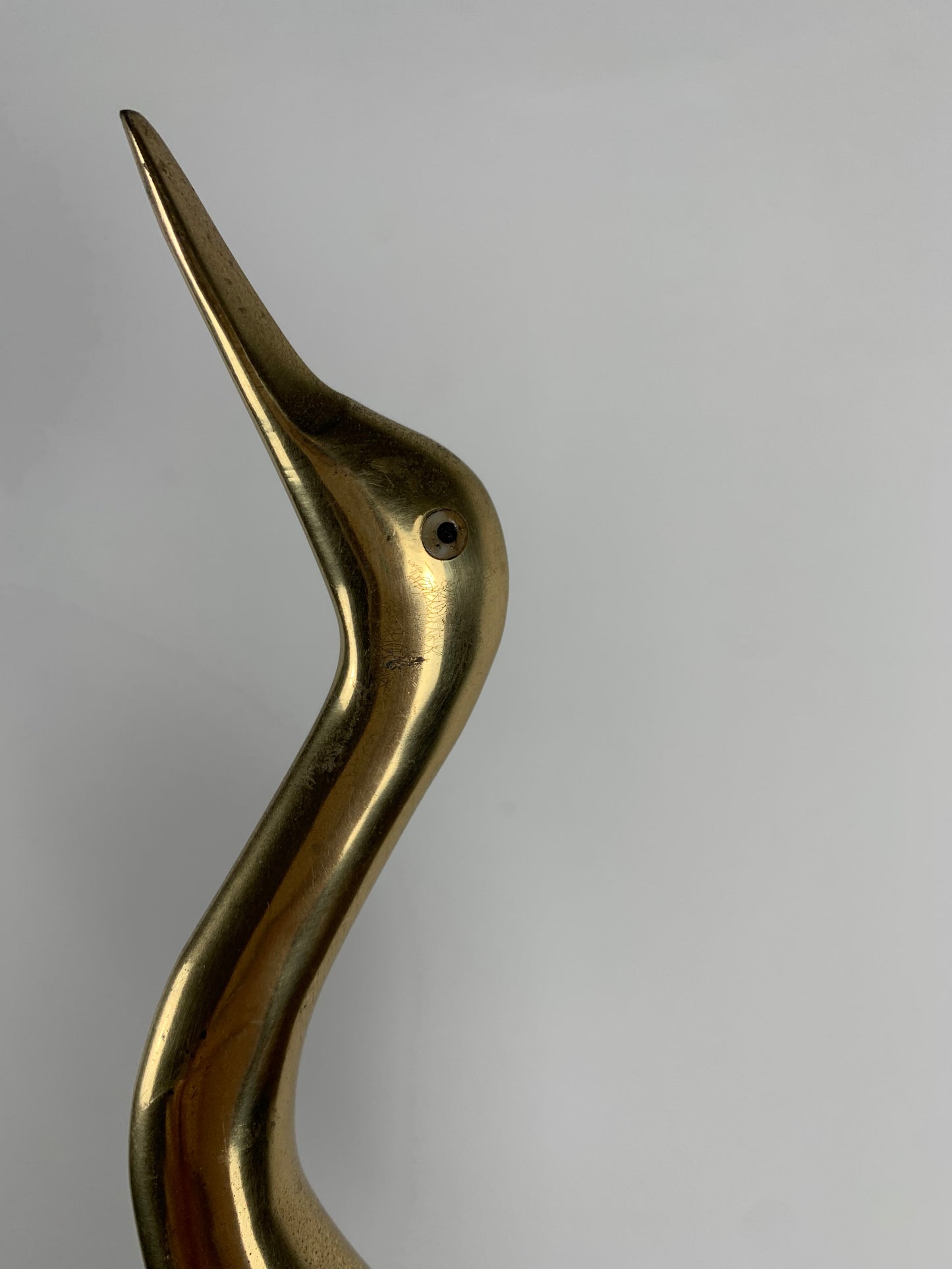 Statue de Héron en bois et laiton, 1960