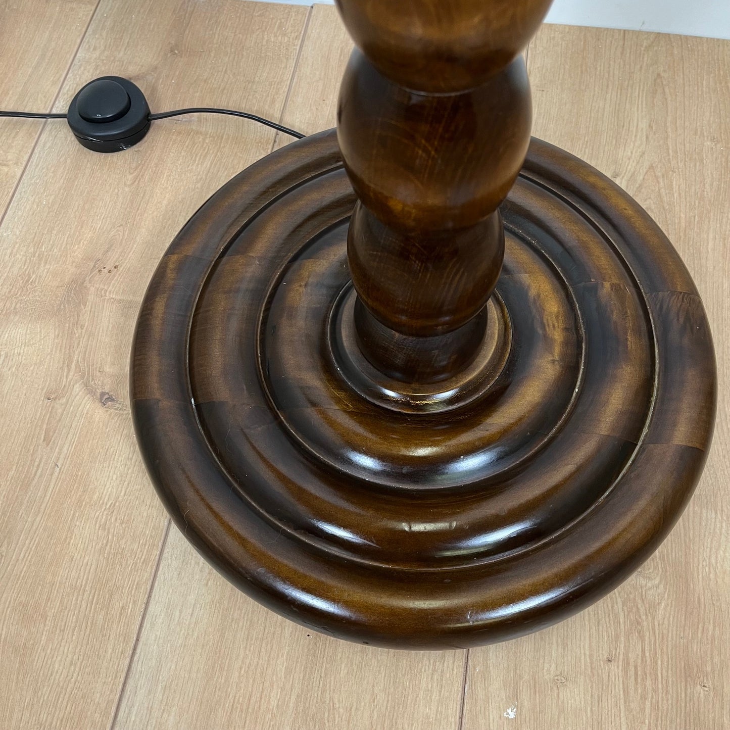 Turned wooden floor lamp base, 1980