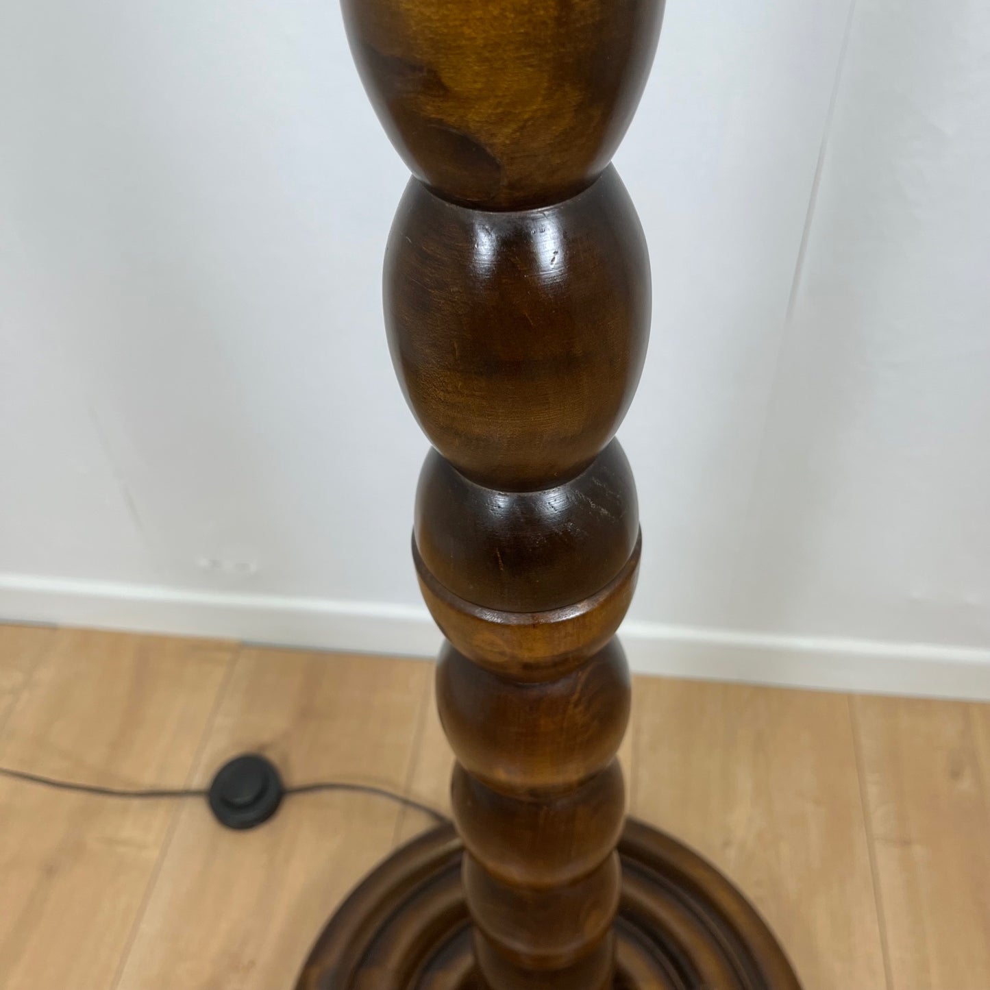 Turned wooden floor lamp base, 1980