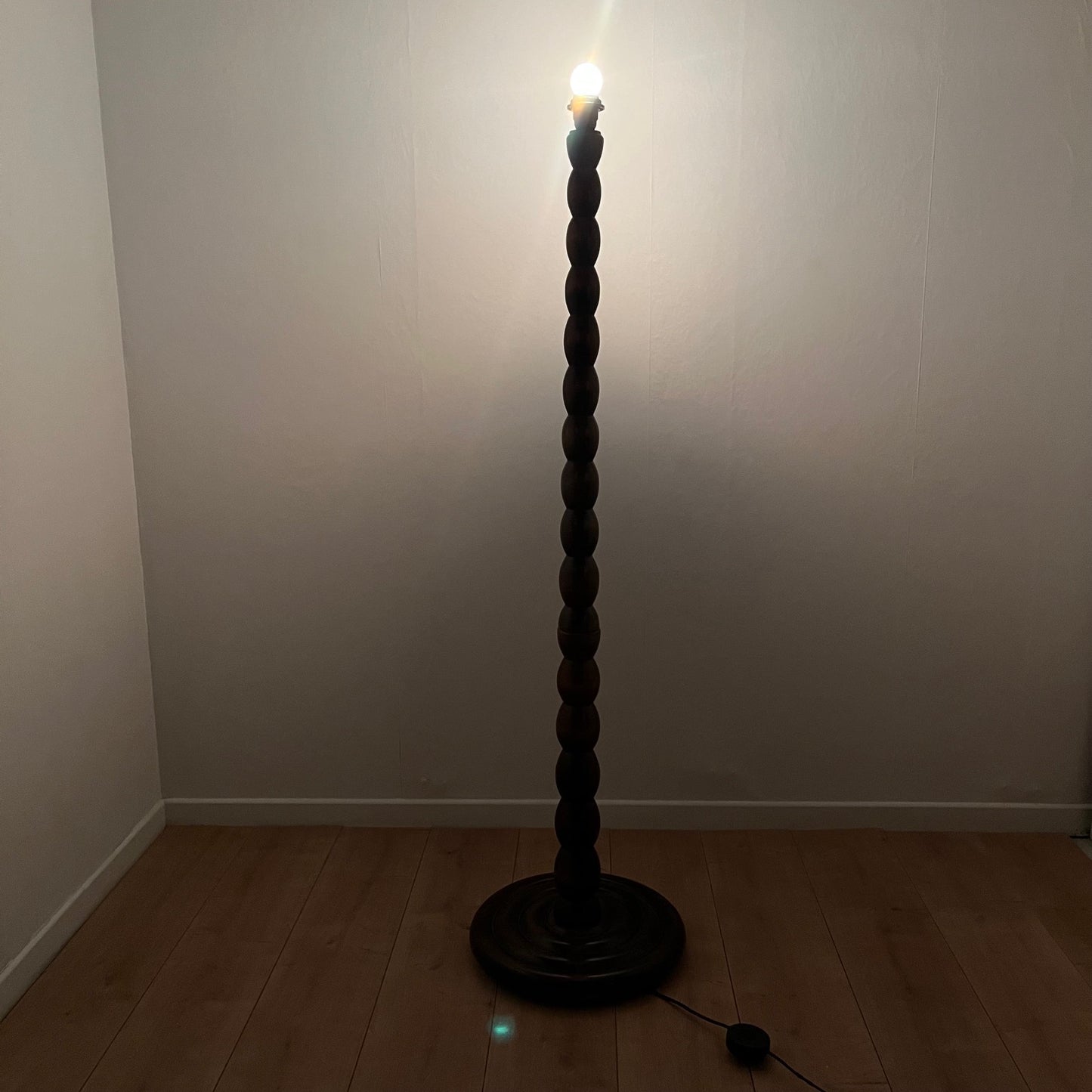 Turned wooden floor lamp base, 1980