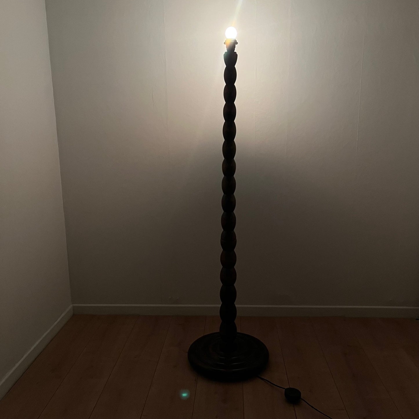 Turned wooden floor lamp base, 1980