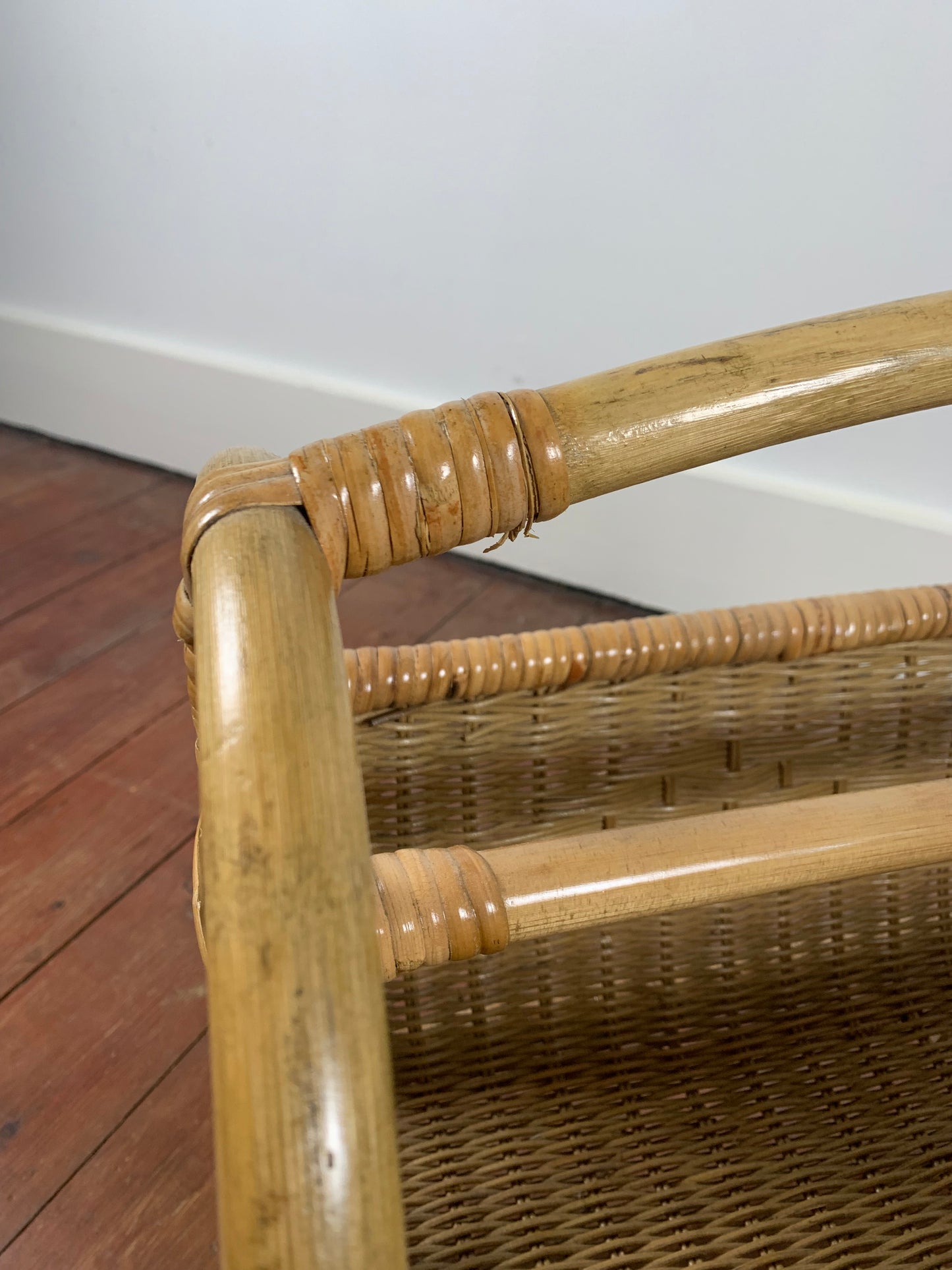 Bamboo and rattan magazine rack from the 1960s/70s