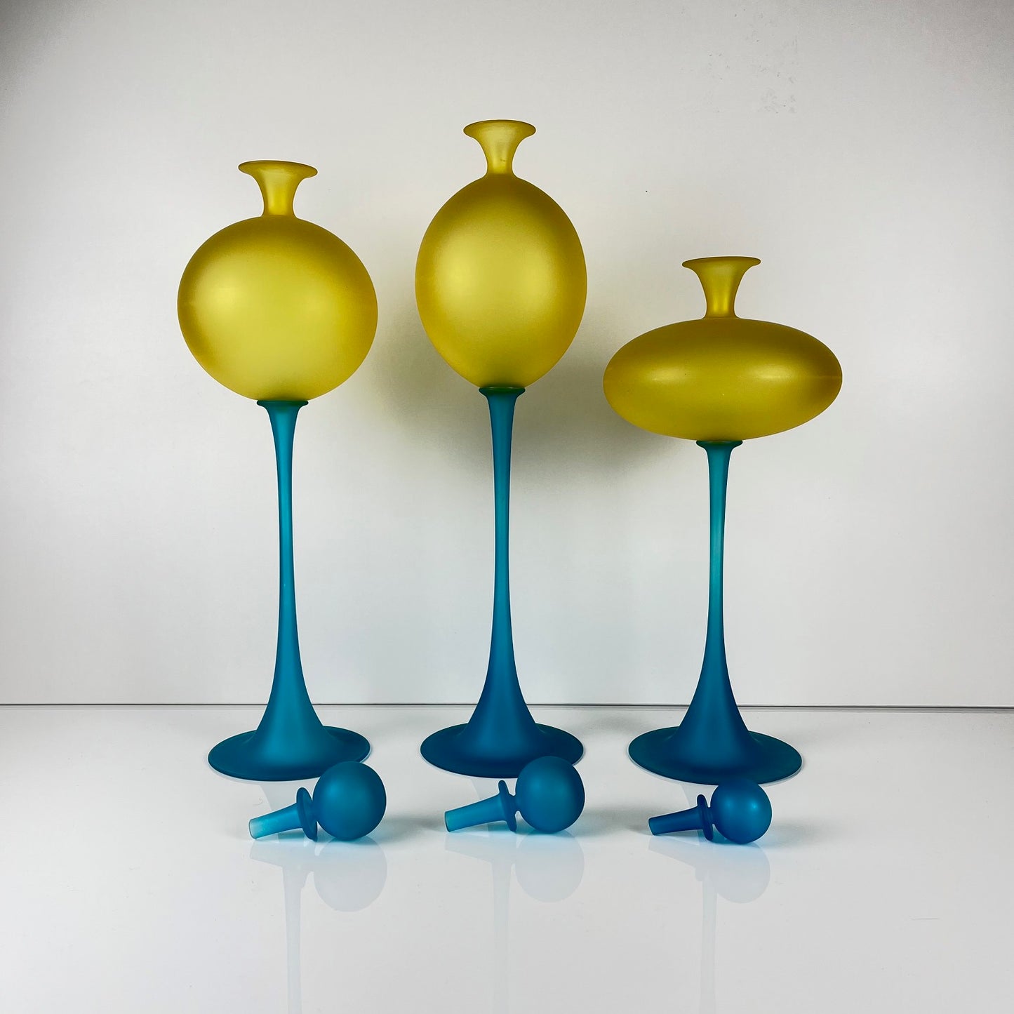 Set de 3 vases sculpturaux en verre de Murano par Cesare Toffolo, Italie, 1990s
